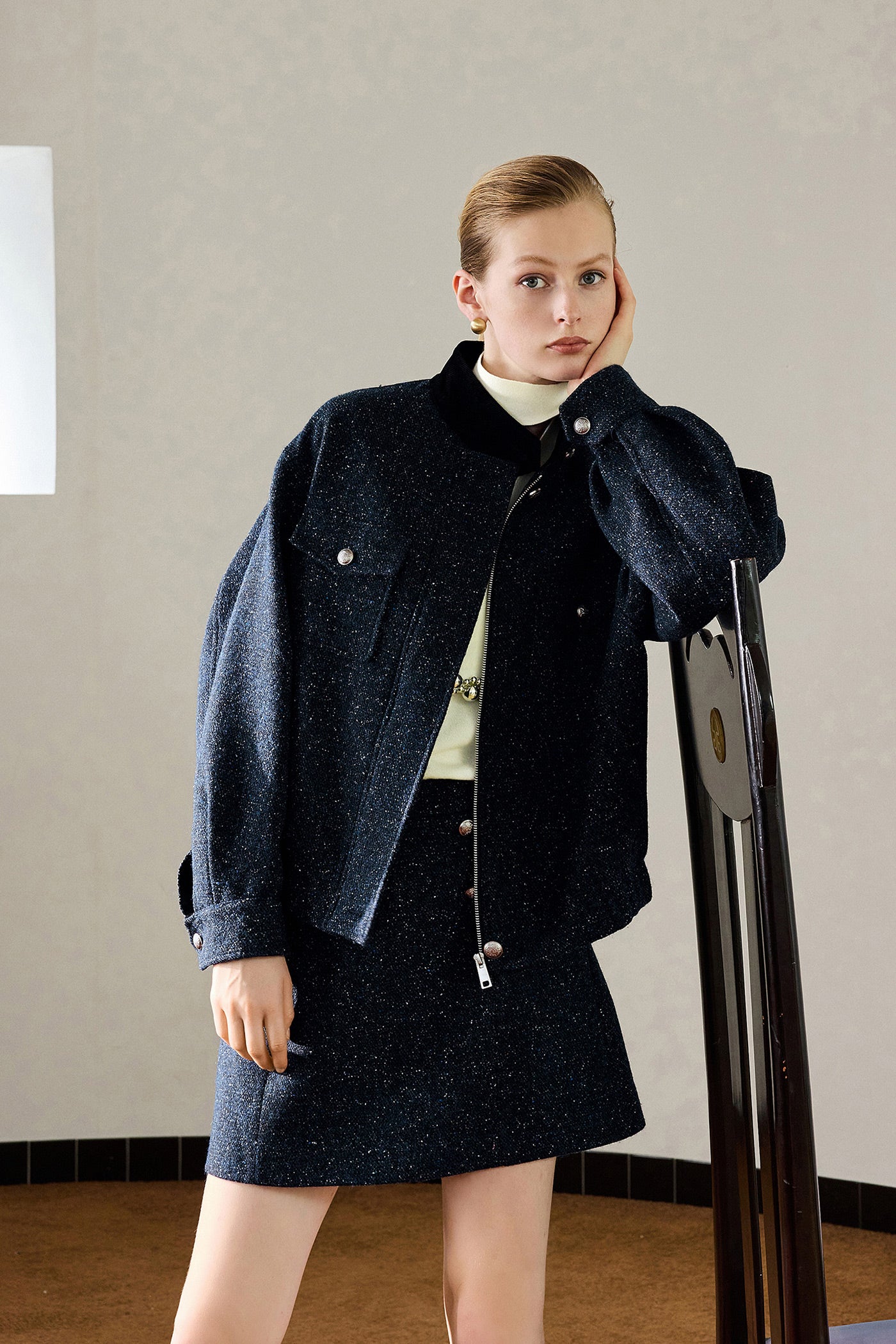 KAMILAN French temperament commuter woolen coat women's autumn new fashion coat top