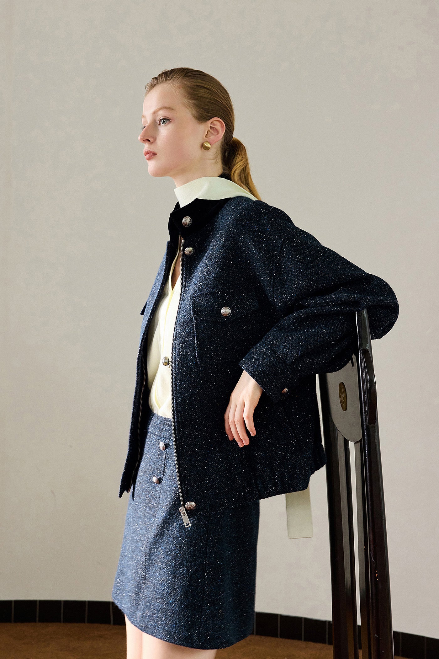 KAMILAN French temperament commuter woolen coat women's autumn new fashion coat top