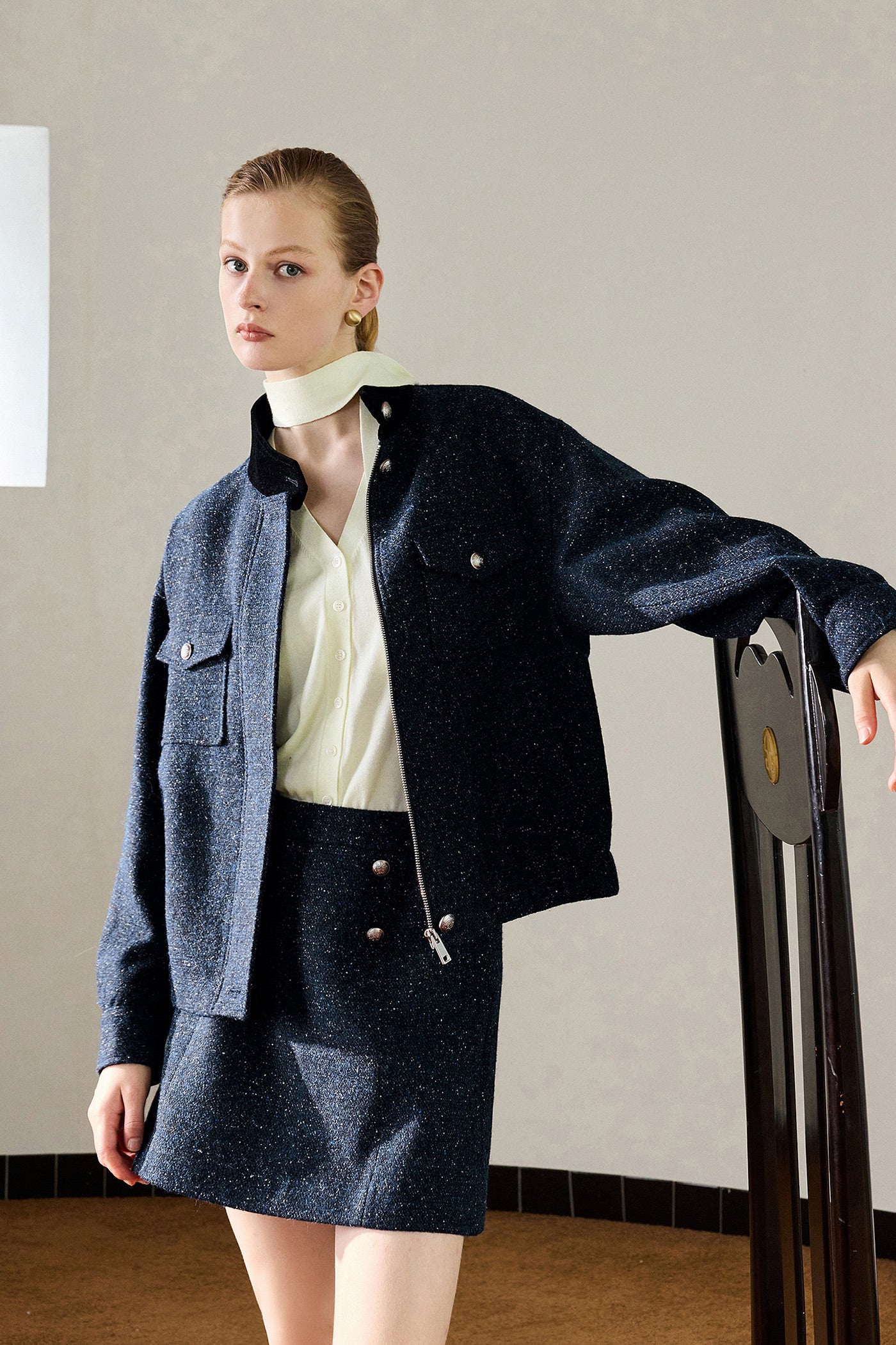 KAMILAN French temperament commuter woolen coat women's autumn new fashion coat top