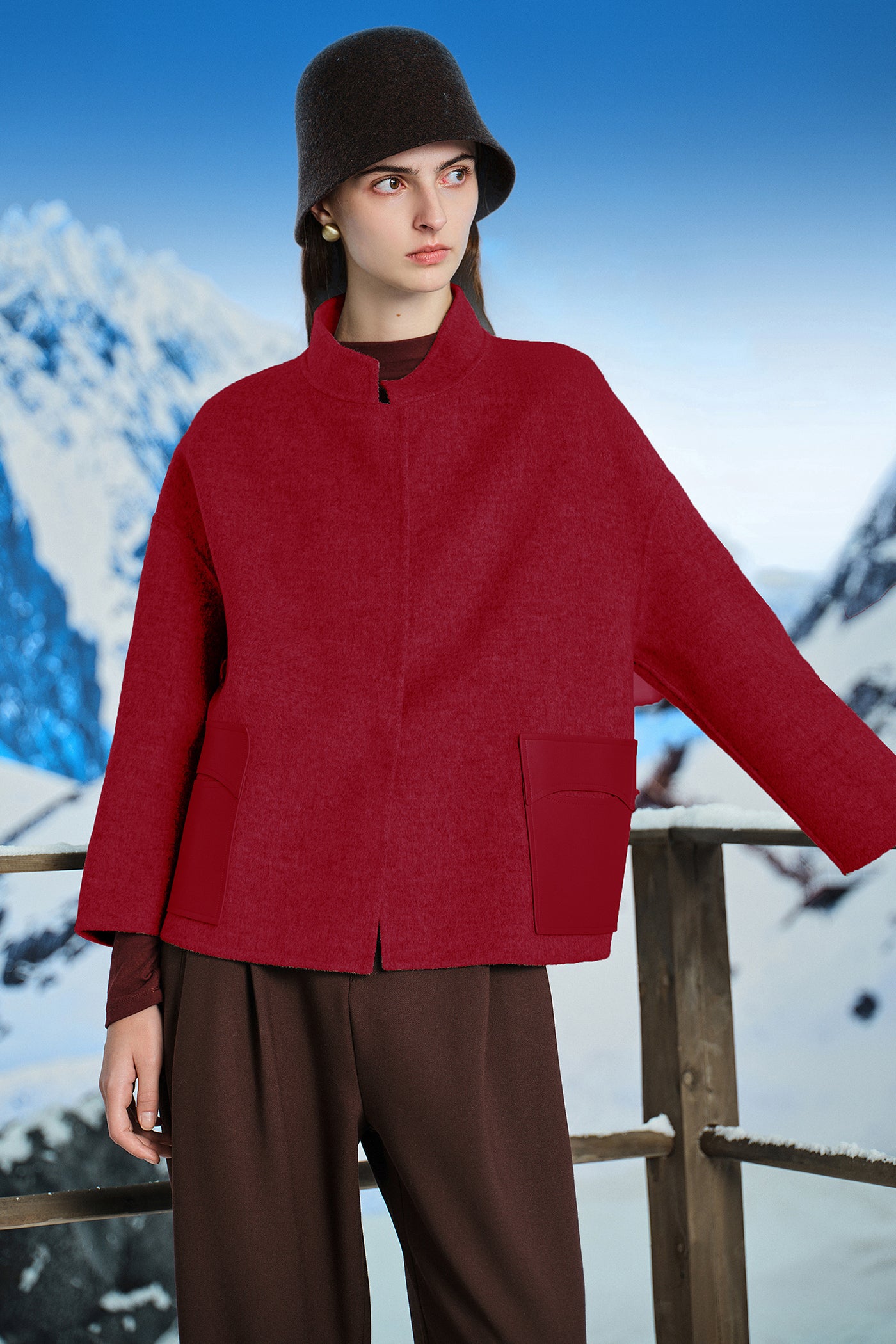 short double-sided coat women's autumn 2025 new sheepskin splicing wool coat