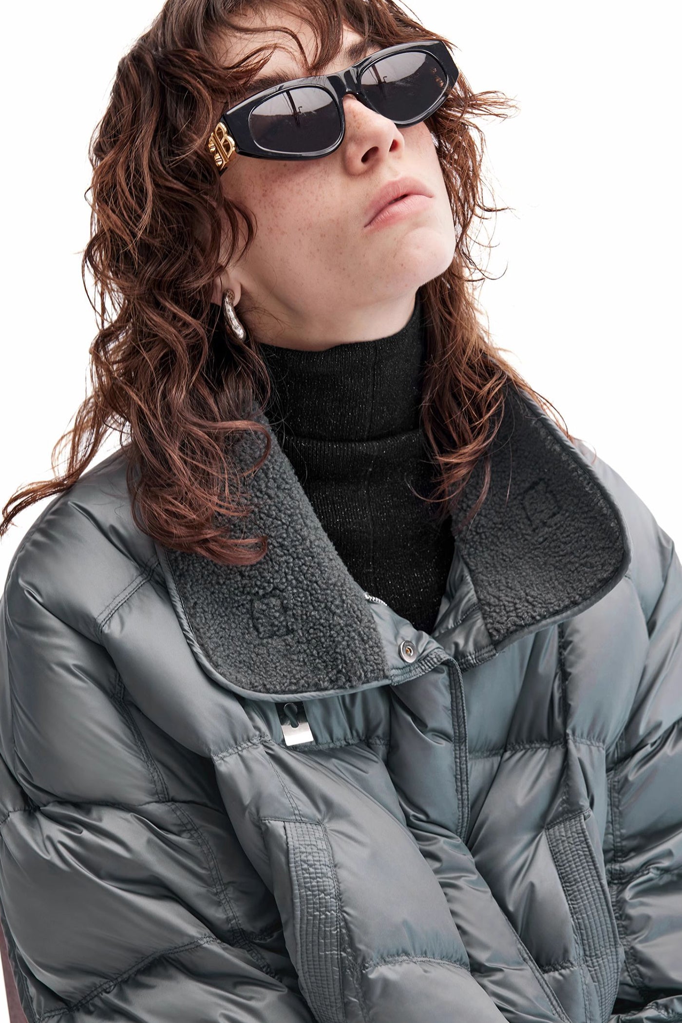 KAMILAN plush lapel splicing down jacket women's new short warm white duck down jacket in winter 2025