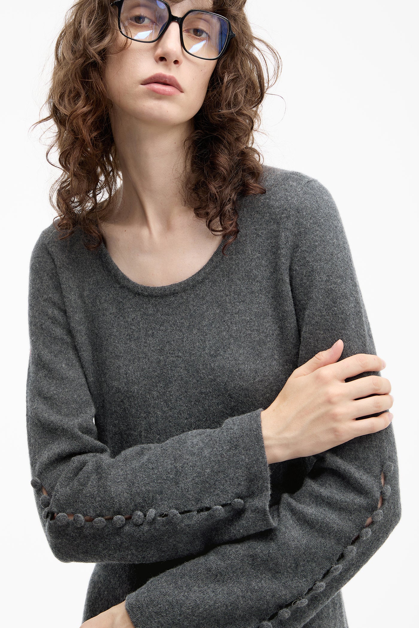 KAMILAN wool knitted dress women's autumn 2025 new long sweater bottoming skirt