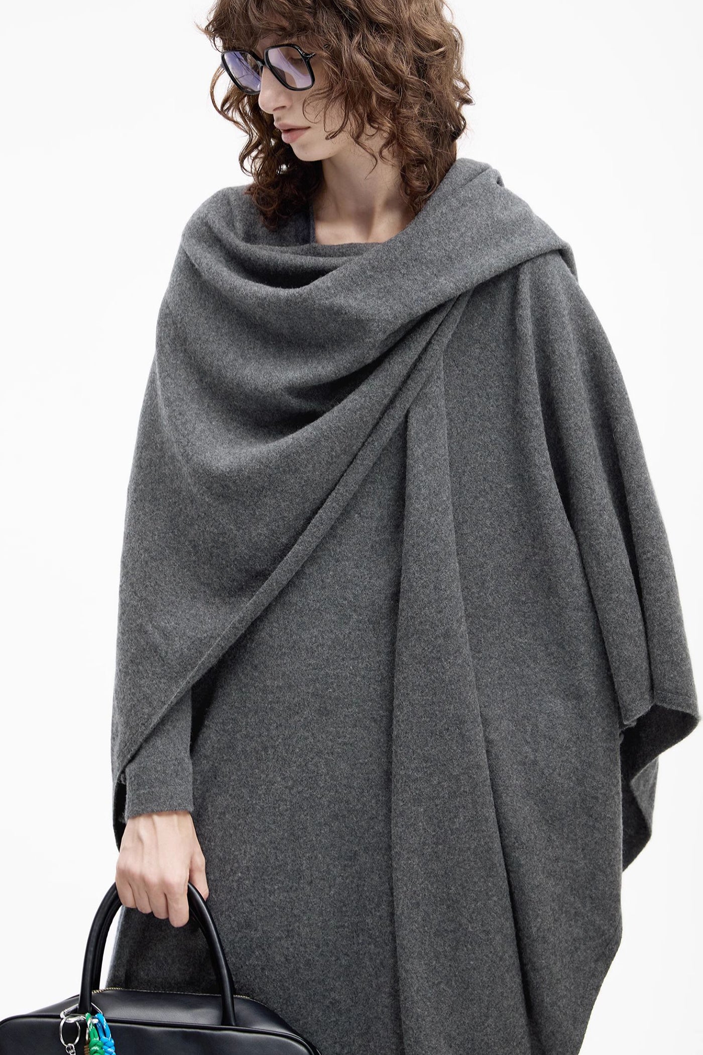 KAMILAN wool knitted dress women's autumn 2025 new long sweater bottoming skirt