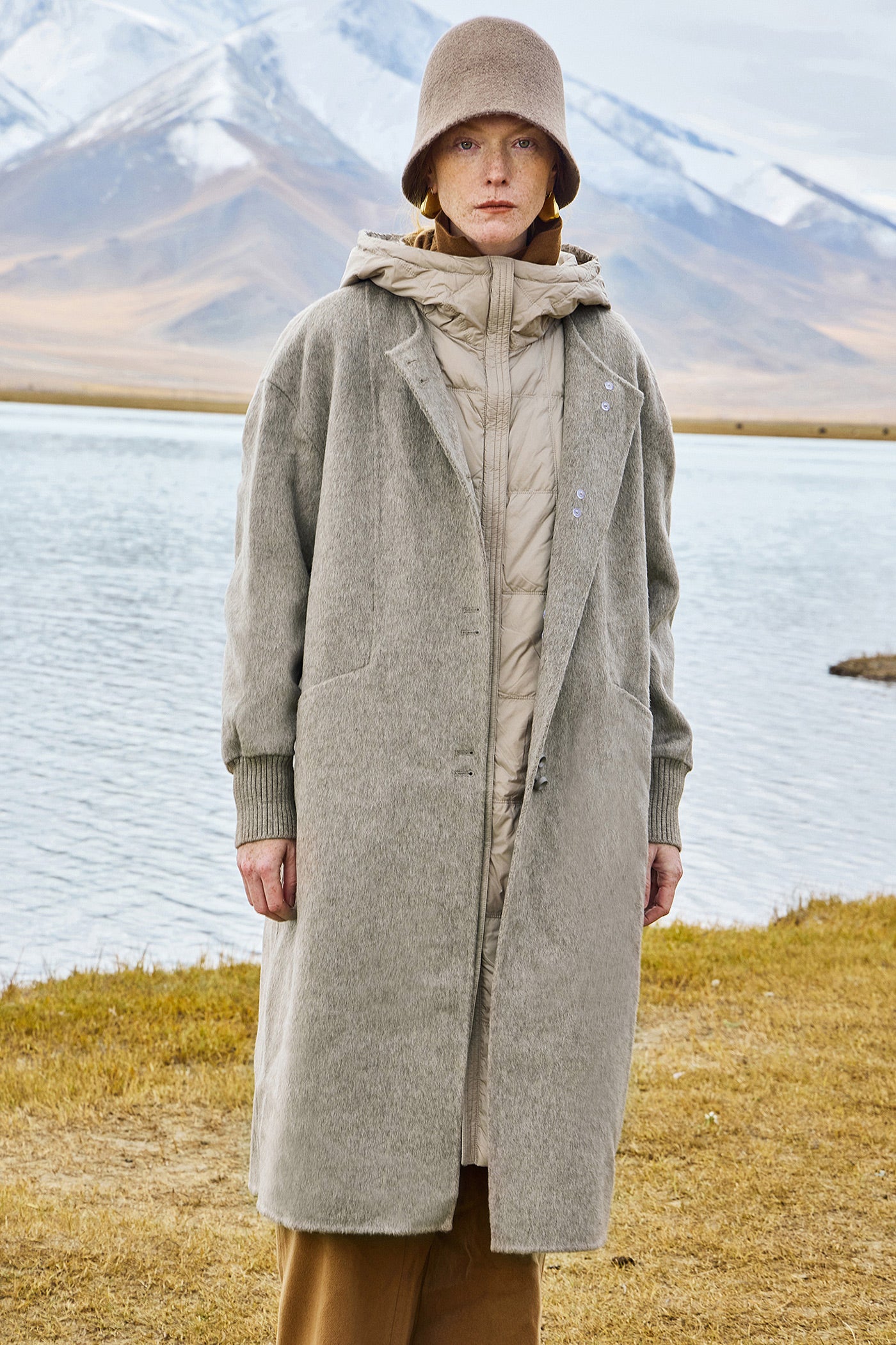 KAMILAN wool coat long suit women's 2025 autumn and winter new coat+down jacket