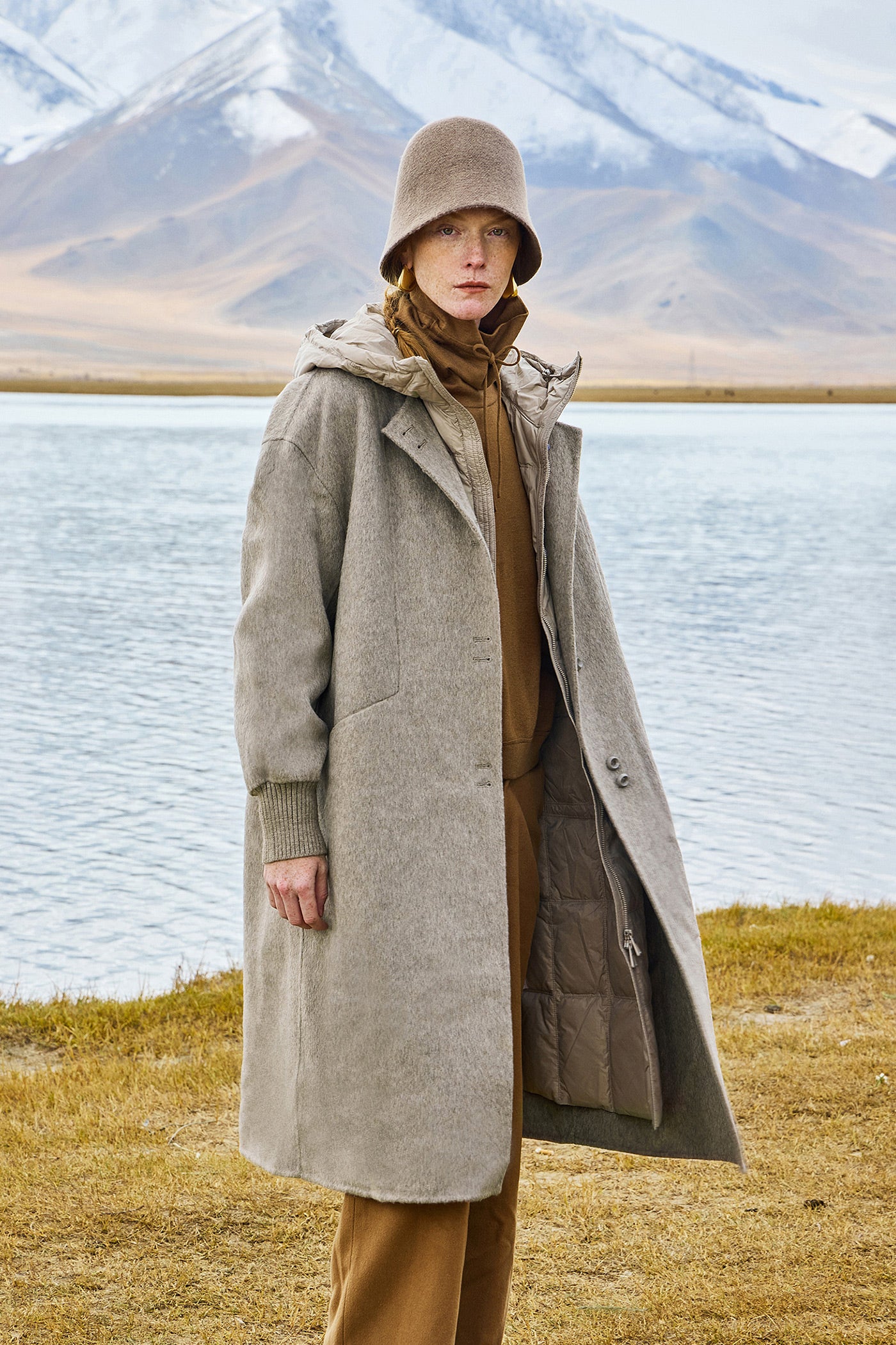 KAMILAN wool coat long suit women's 2025 autumn and winter new coat+down jacket