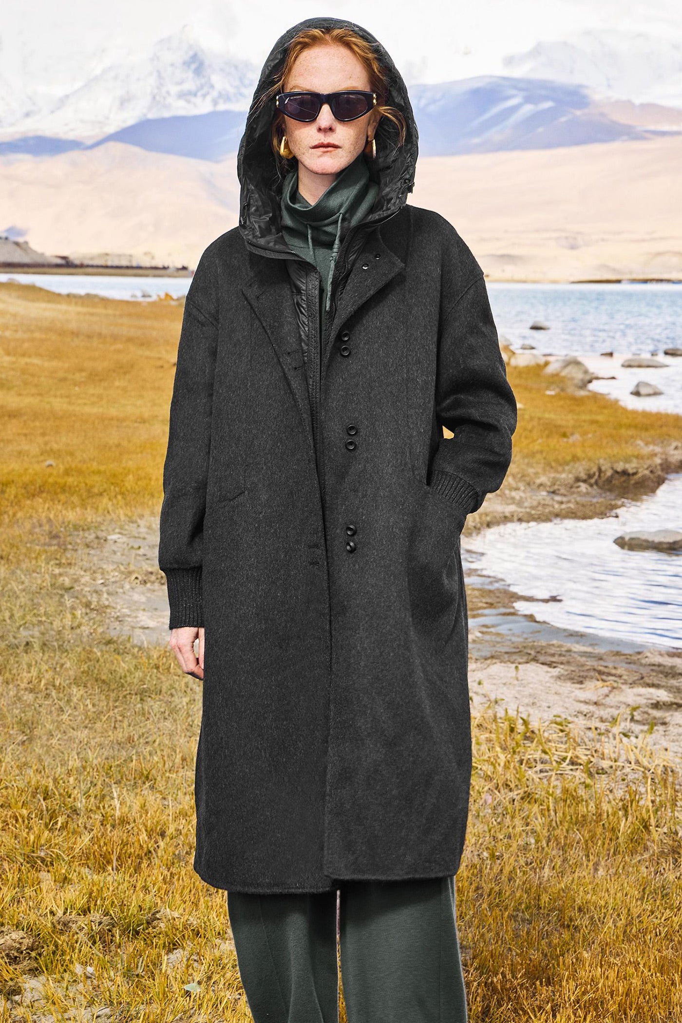 KAMILAN wool coat long suit women's 2025 autumn and winter new coat+down jacket