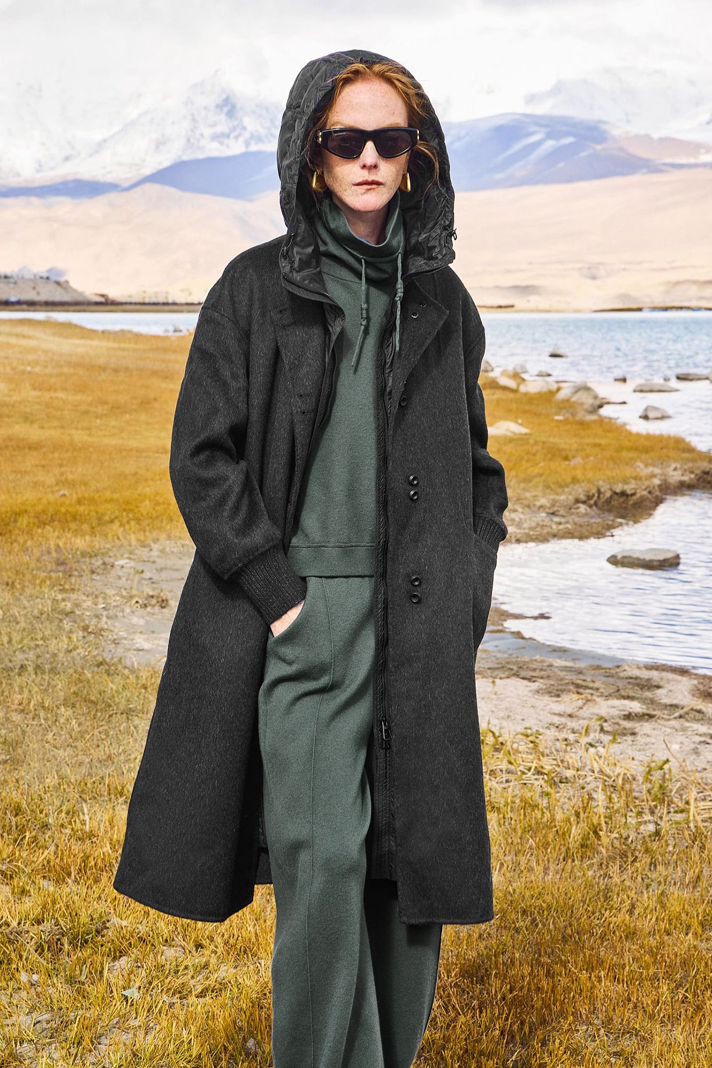 KAMILAN wool coat long suit women's 2025 autumn and winter new coat+down jacket