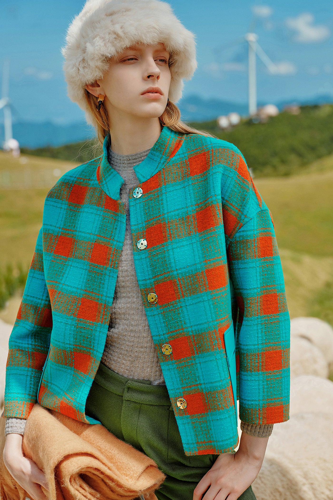 Plaid Wool Coat Women's Autumn New Short Wool Double-faced Coat Coat
