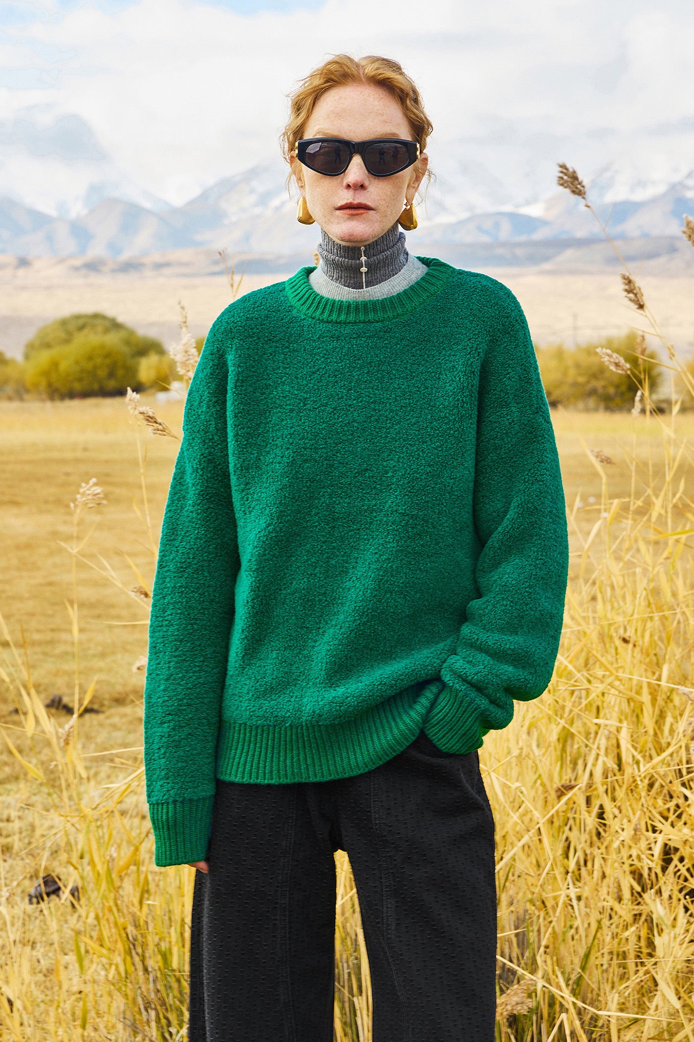 red sweater women's autumn 2025 new loose plush sweater