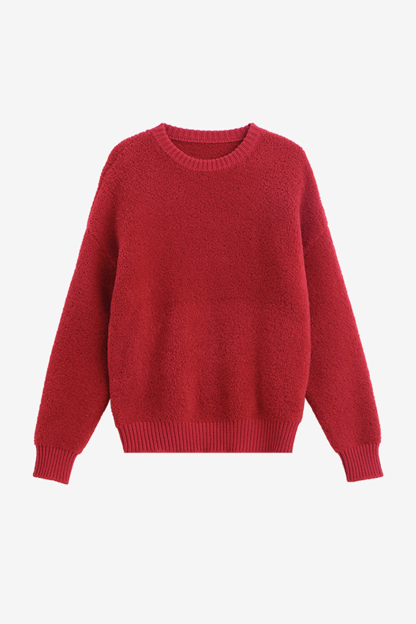 red sweater women's autumn 2025 new loose plush sweater