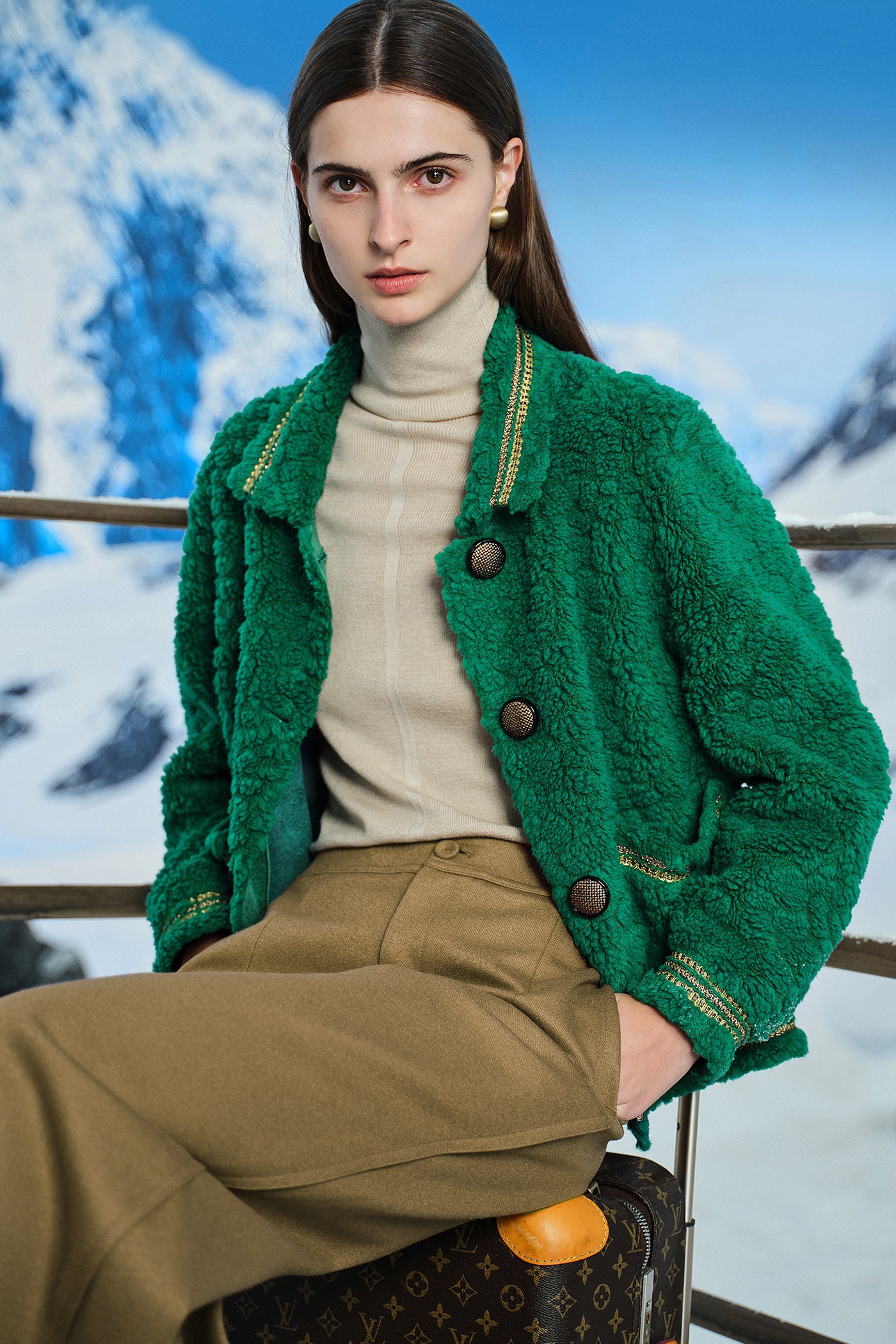 KAMILAN Faux Fur Coat women's autumn and winter new lapel fashion warm coat.
