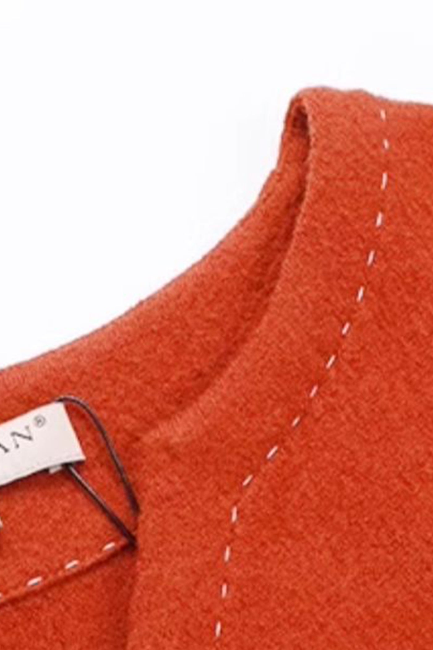 KAMILAN fashion V-neck high waist wool dress women's 2025 autumn and winter new waist long A-line skirt.