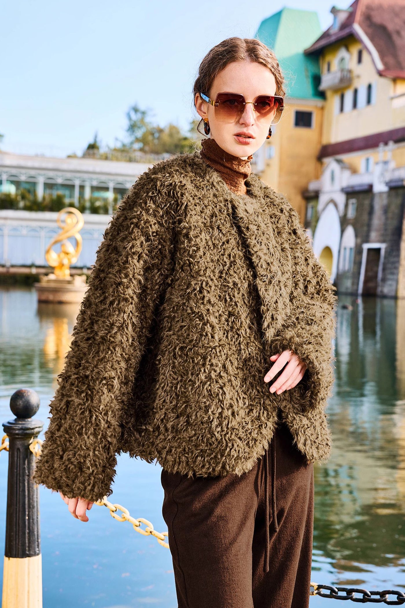 KAMILAN short Faux Fur Coat women's winter new filling white duck down environmental protection fur.