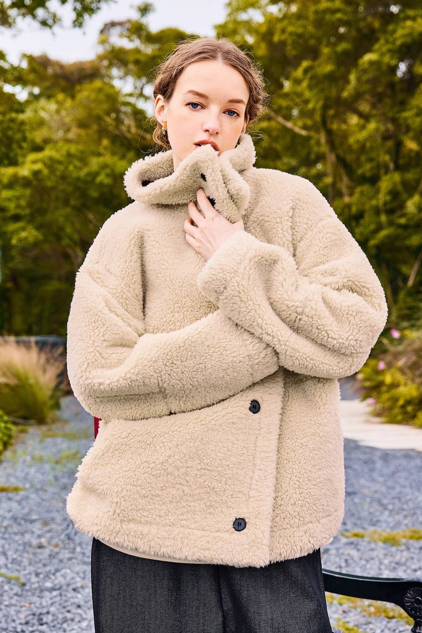 KAMILAN Angora red PU leather faux fur female winter 2025 new fashion short warm Faux Fur Coat