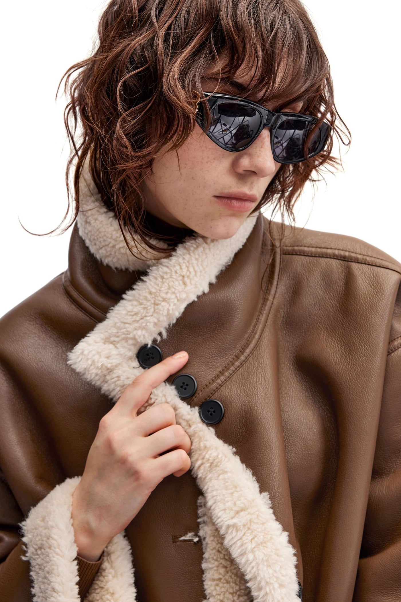 KAMILAN Angora red PU leather faux fur female winter 2025 new fashion short warm Faux Fur Coat