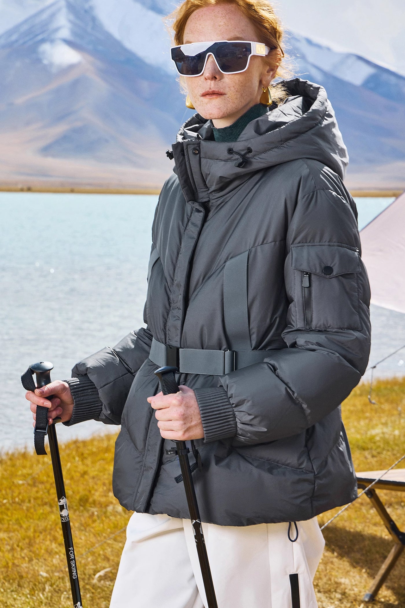 KAMILAN outdoor hiking down jacket women's winter new goose down coat hooded.