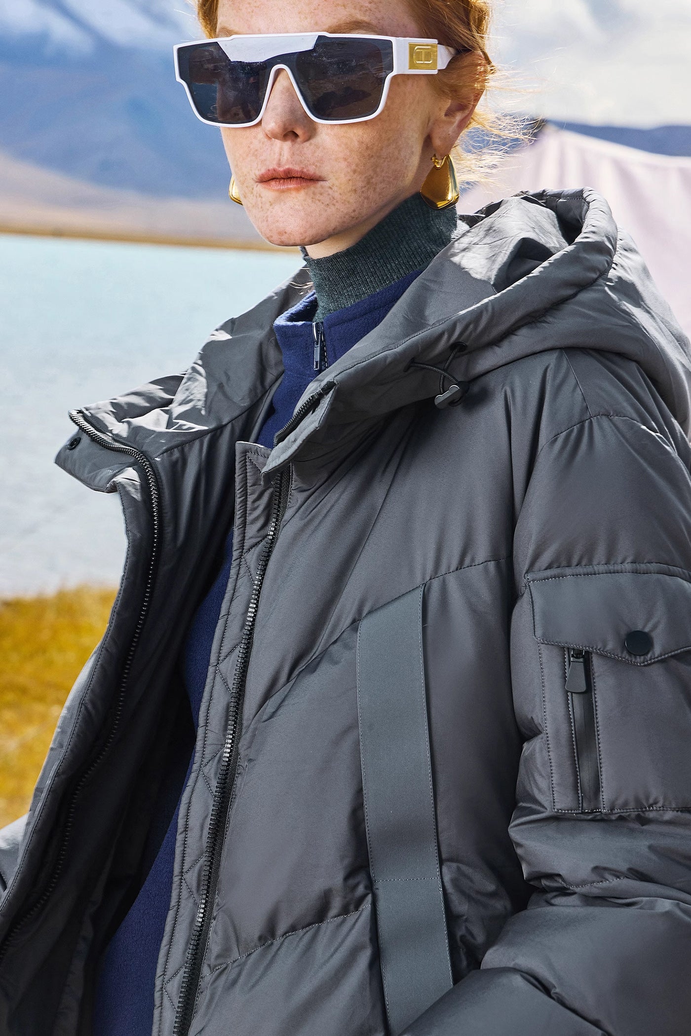 KAMILAN outdoor hiking down jacket women's winter new goose down coat hooded.
