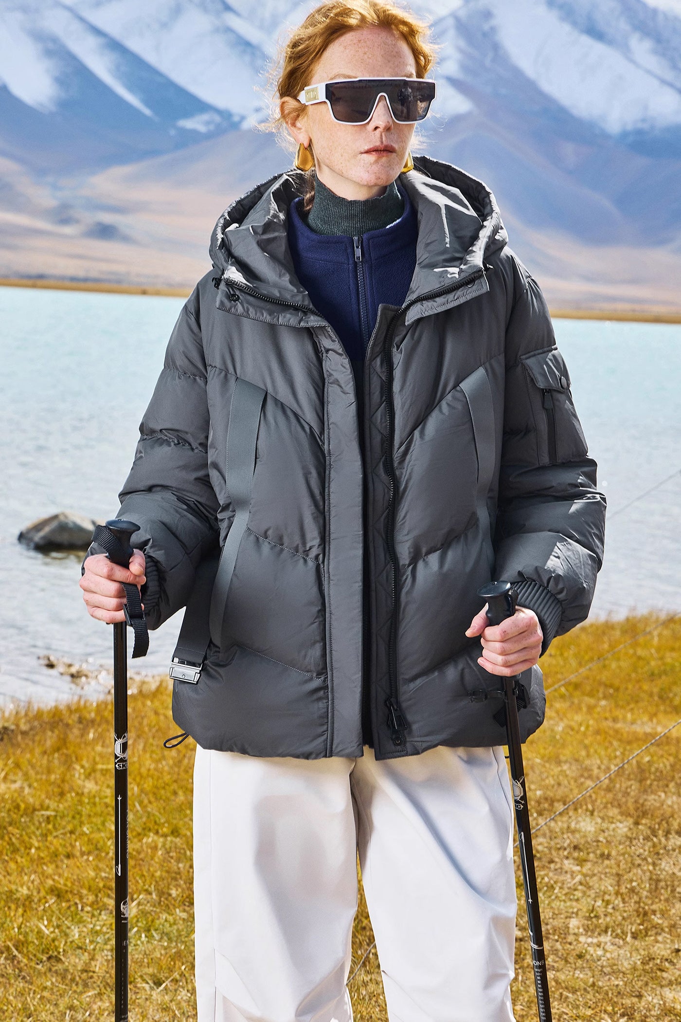 KAMILAN outdoor hiking down jacket women's winter new goose down coat hooded.