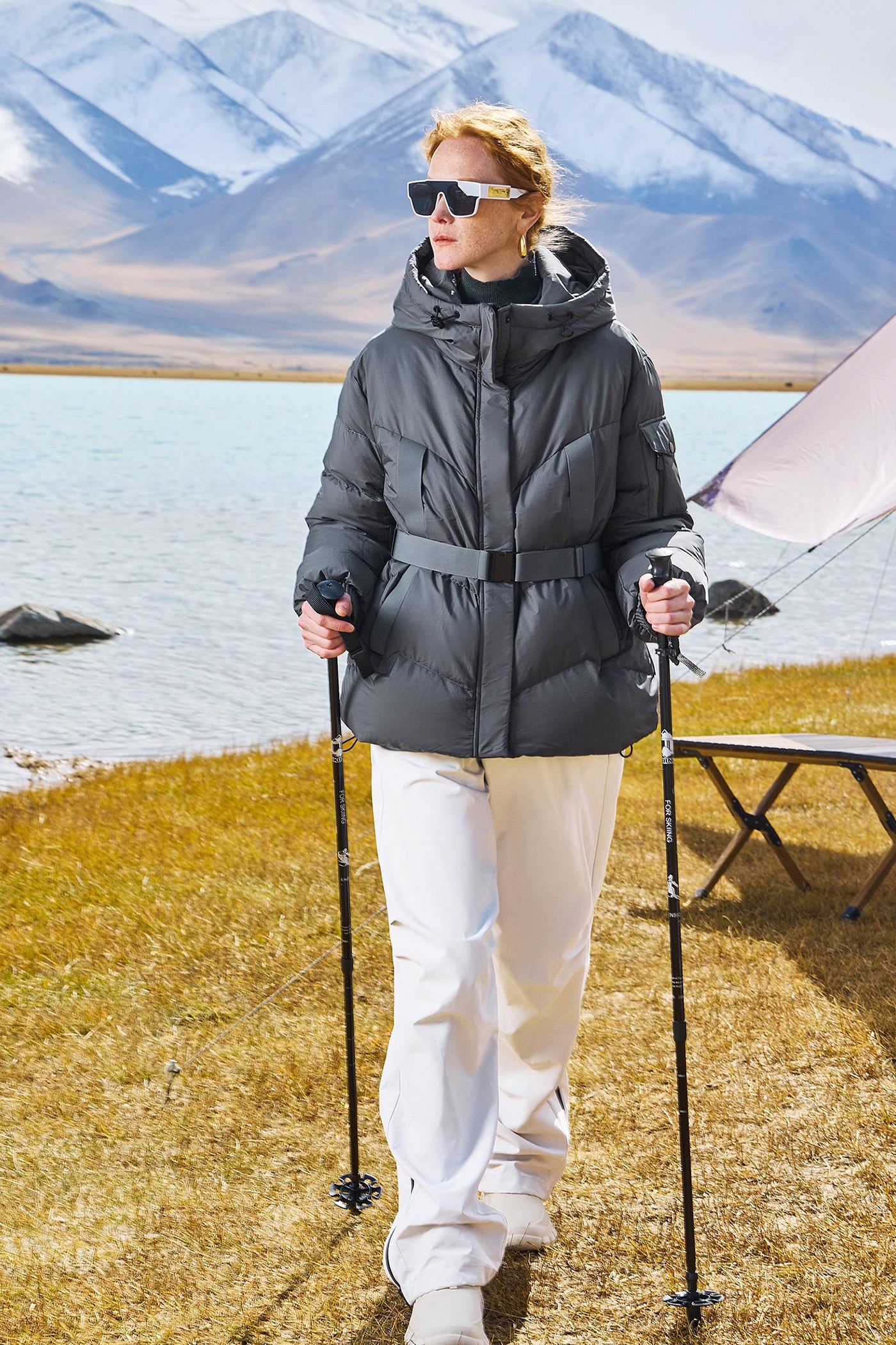 KAMILAN outdoor hiking down jacket women's winter new goose down coat hooded.