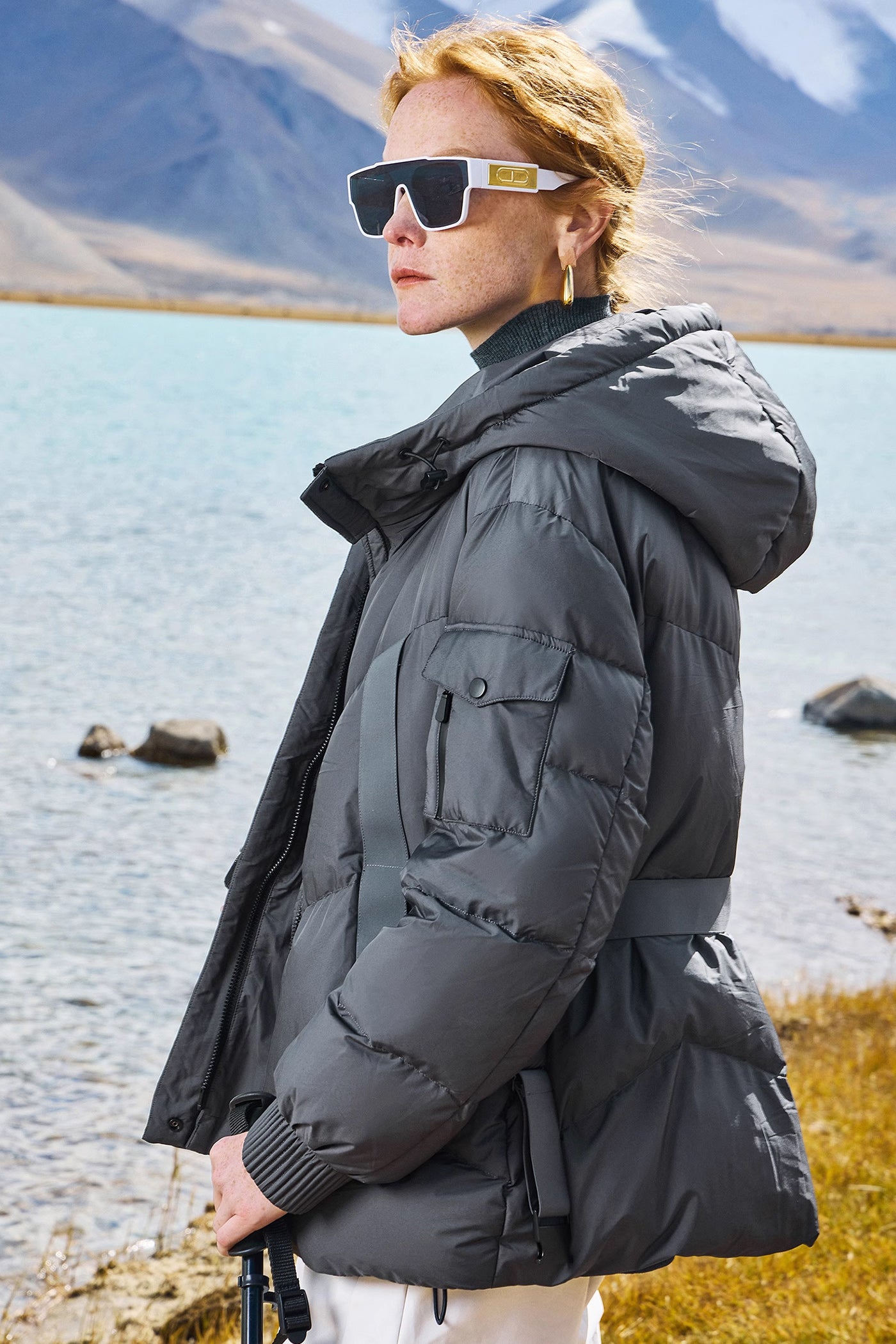 KAMILAN outdoor hiking down jacket women's winter new goose down coat hooded.