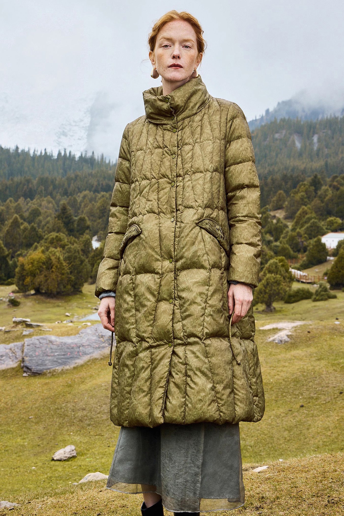 KAMILAN White Goose Down Jacket Female 2025 Winter New Long Embroidered Goose Down Jacket
