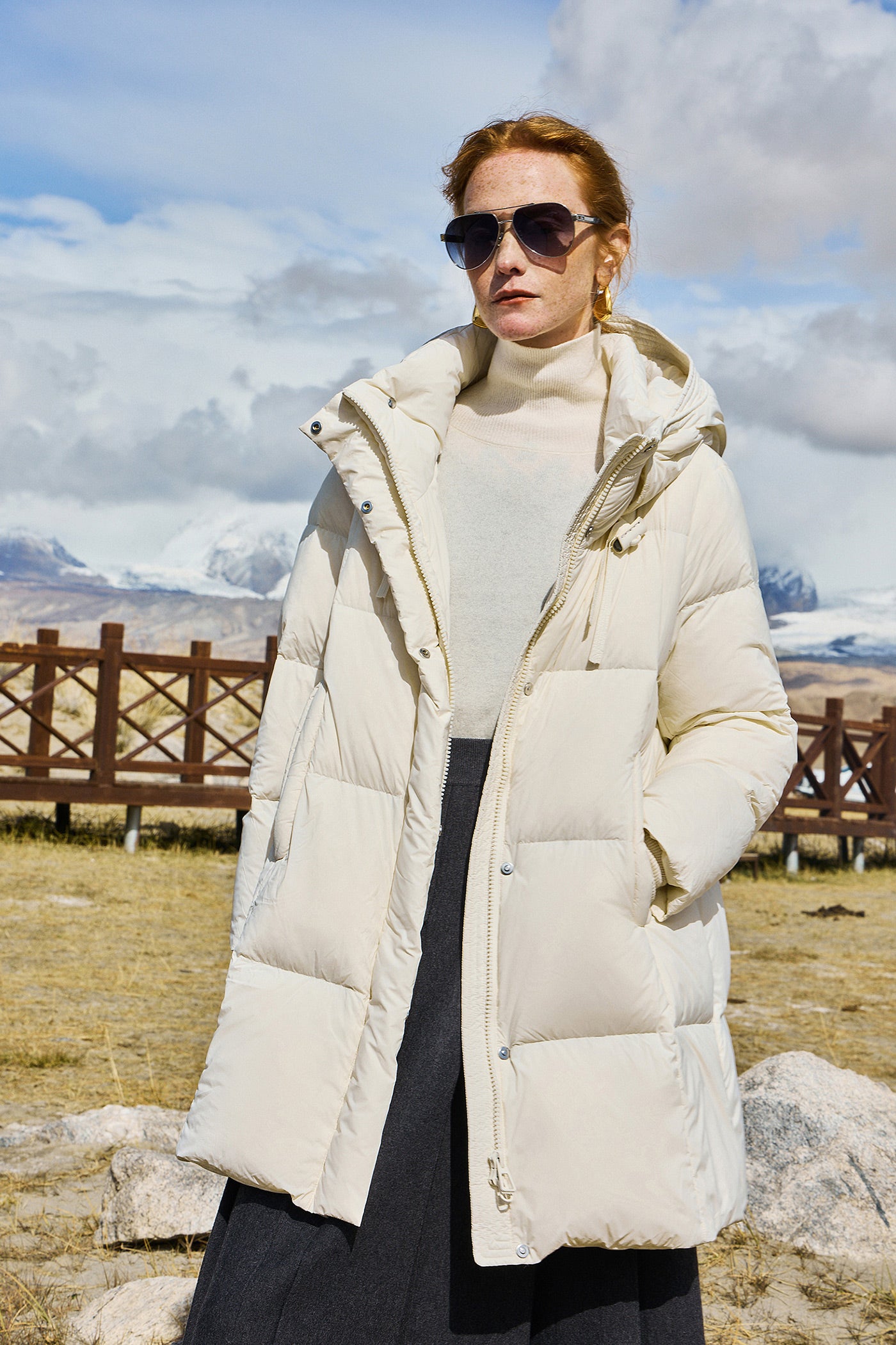KAMILAN white down jacket women's winter 2025 new long warm down jacket hooded.