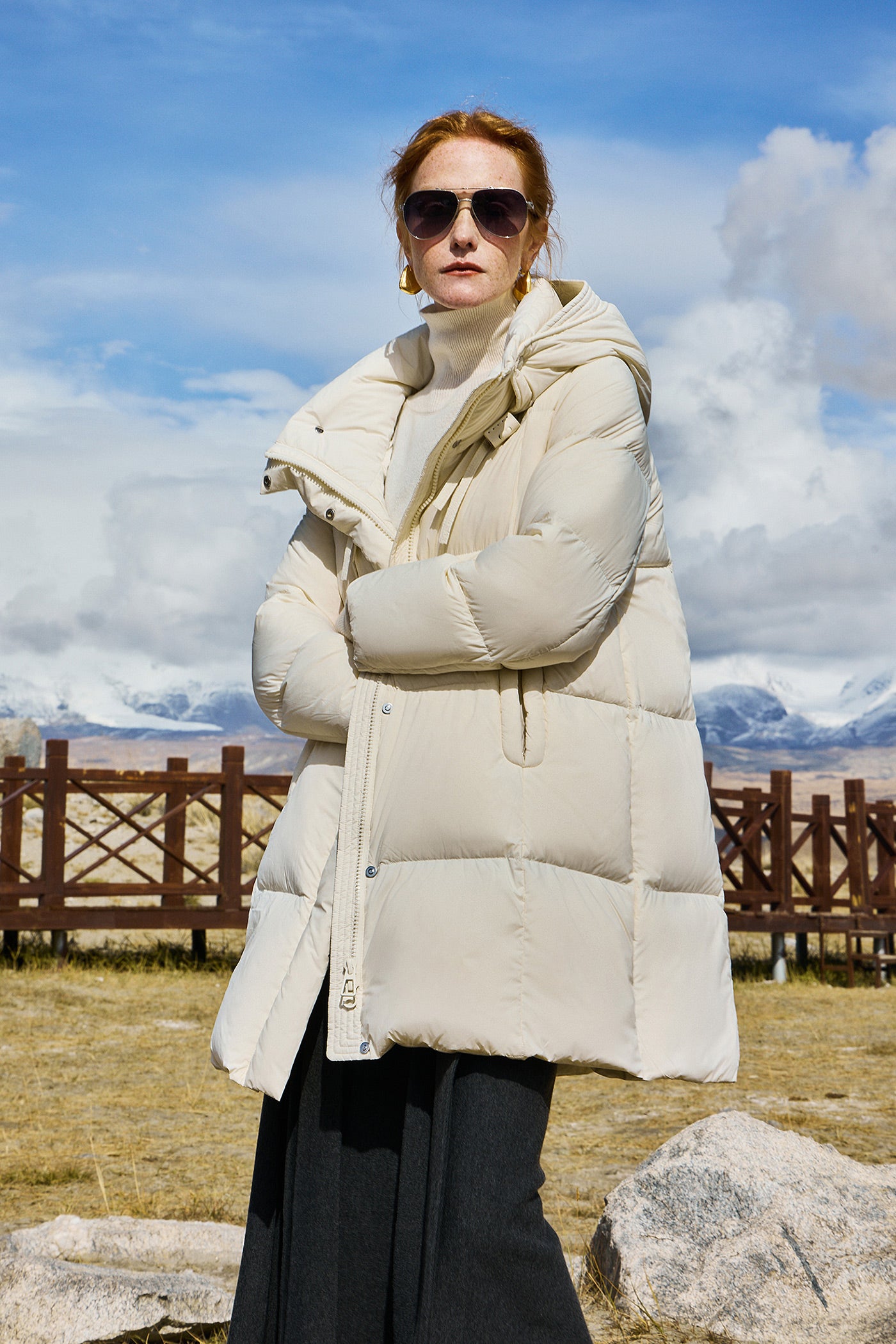 KAMILAN white down jacket women's winter 2025 new long warm down jacket hooded.