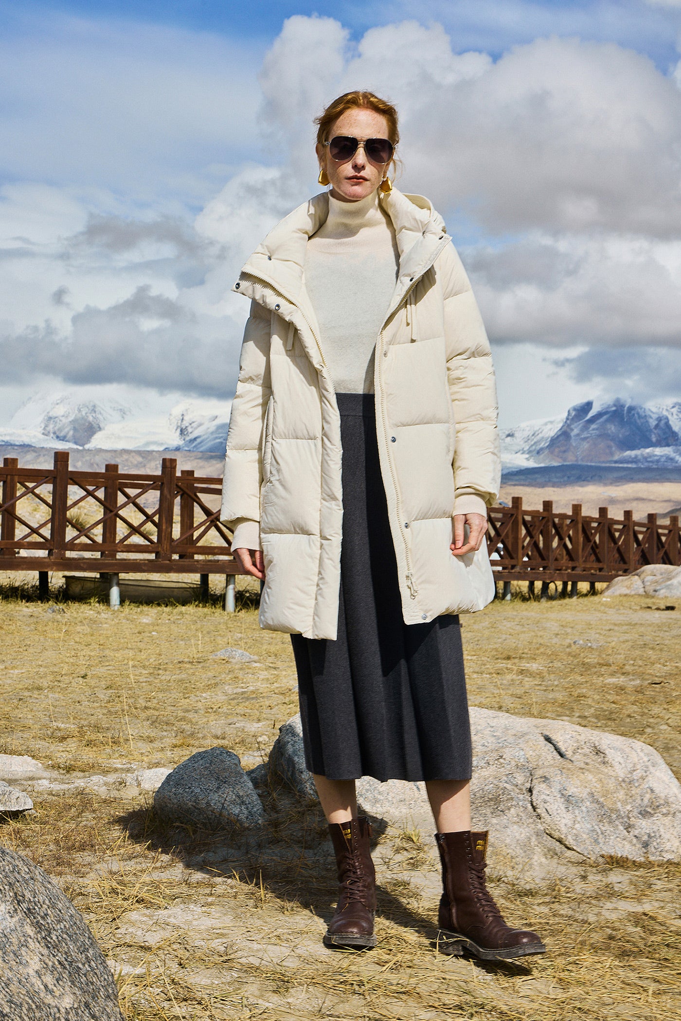 KAMILAN white down jacket women's winter 2025 new long warm down jacket hooded.