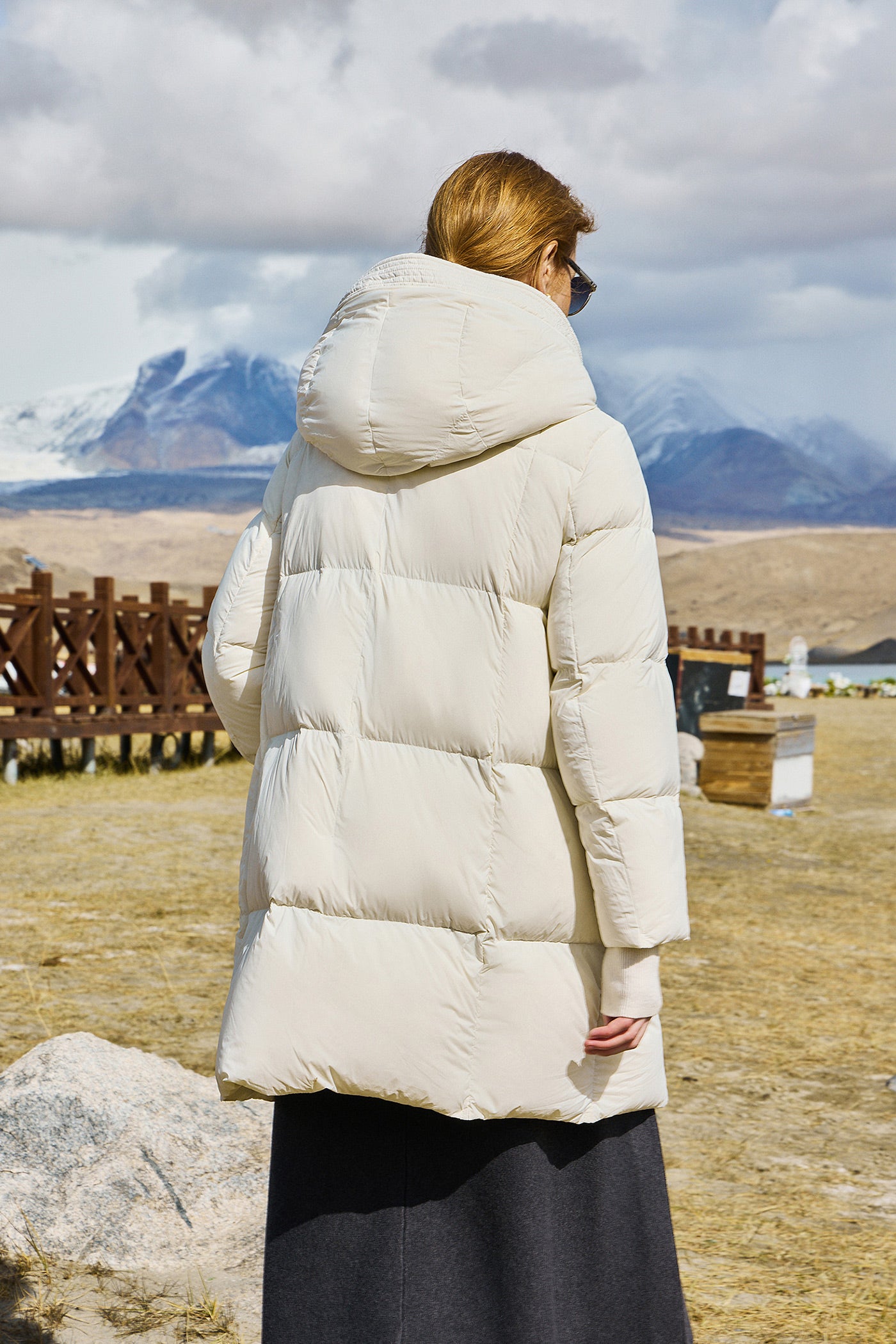 KAMILAN white down jacket women's winter 2025 new long warm down jacket hooded.