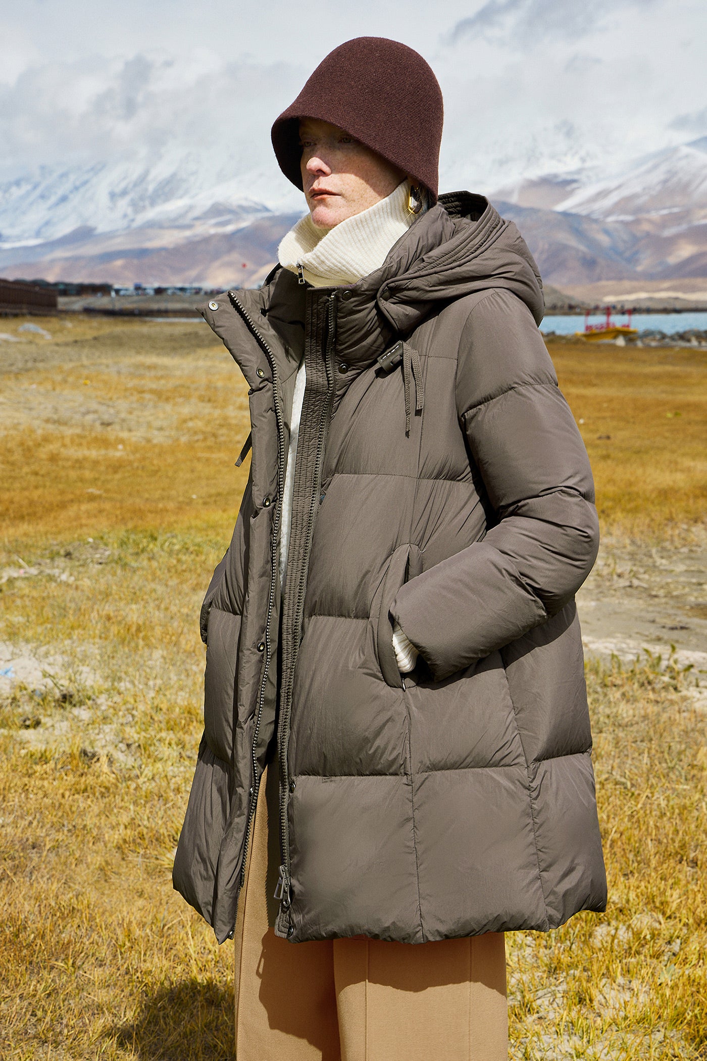 KAMILAN white down jacket women's winter 2025 new long warm down jacket hooded.