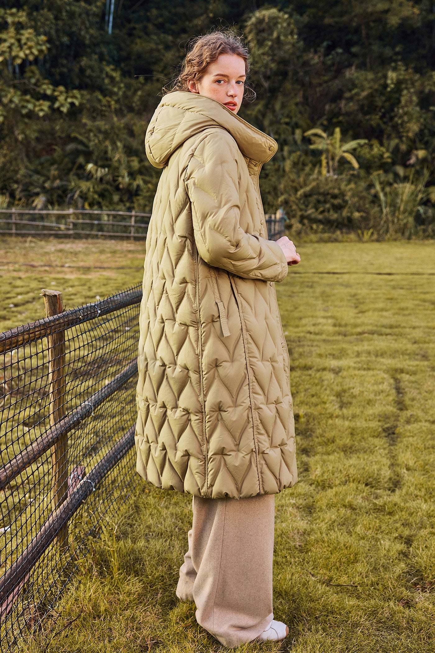KAMILAN warm white eiderdown down jacket women's winter 2025 new long profile down jacket hooded.