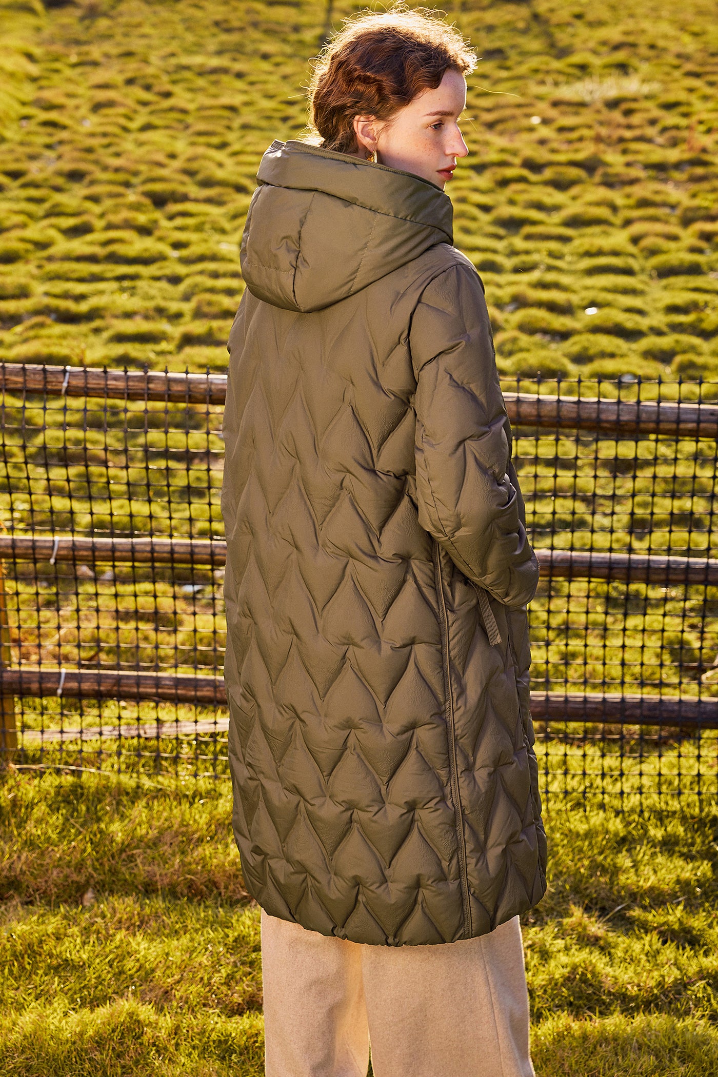 KAMILAN warm white eiderdown down jacket women's winter 2025 new long profile down jacket hooded.