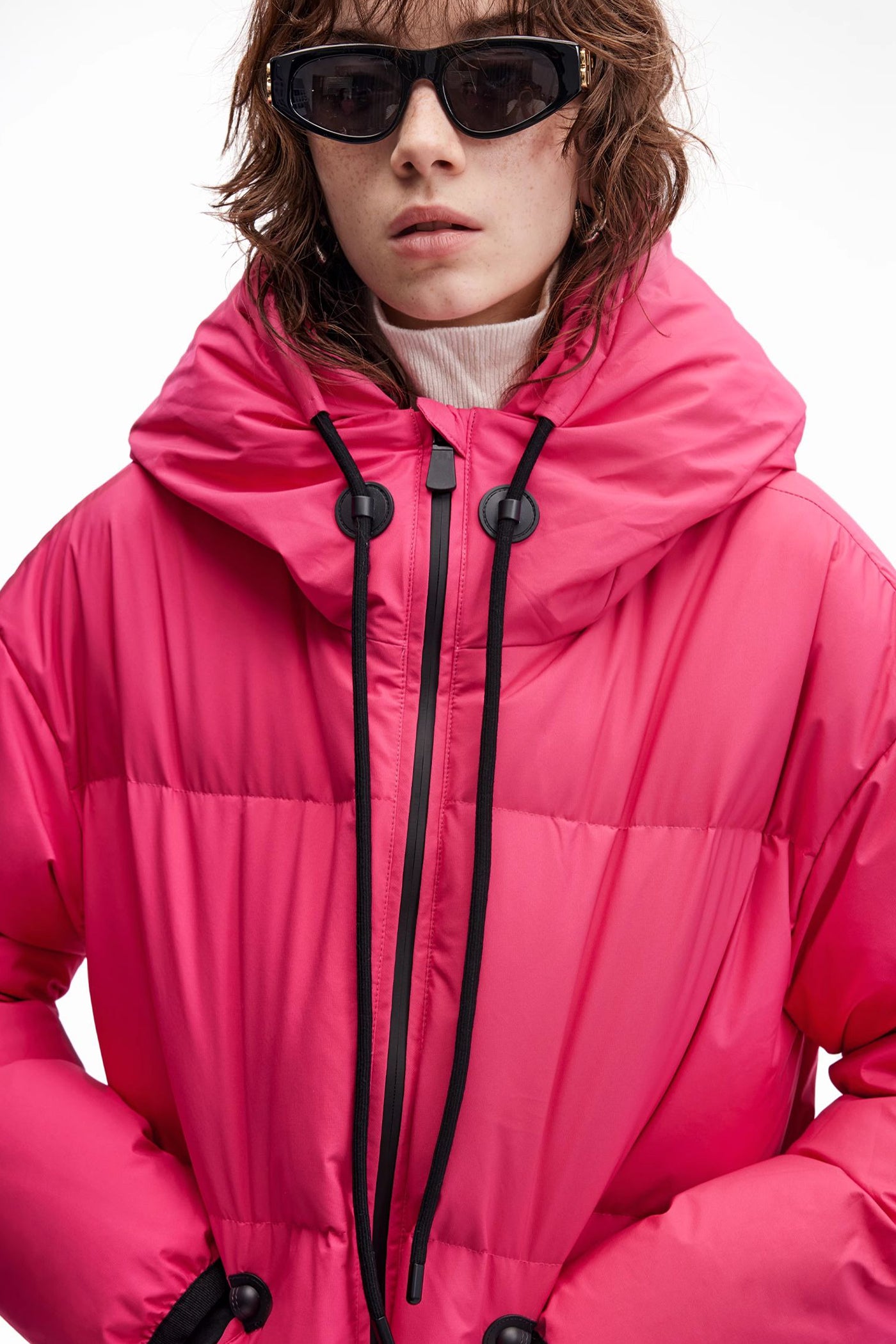 KAMILAN sports and leisure down jacket women's winter new short white duck down jacket hooded.