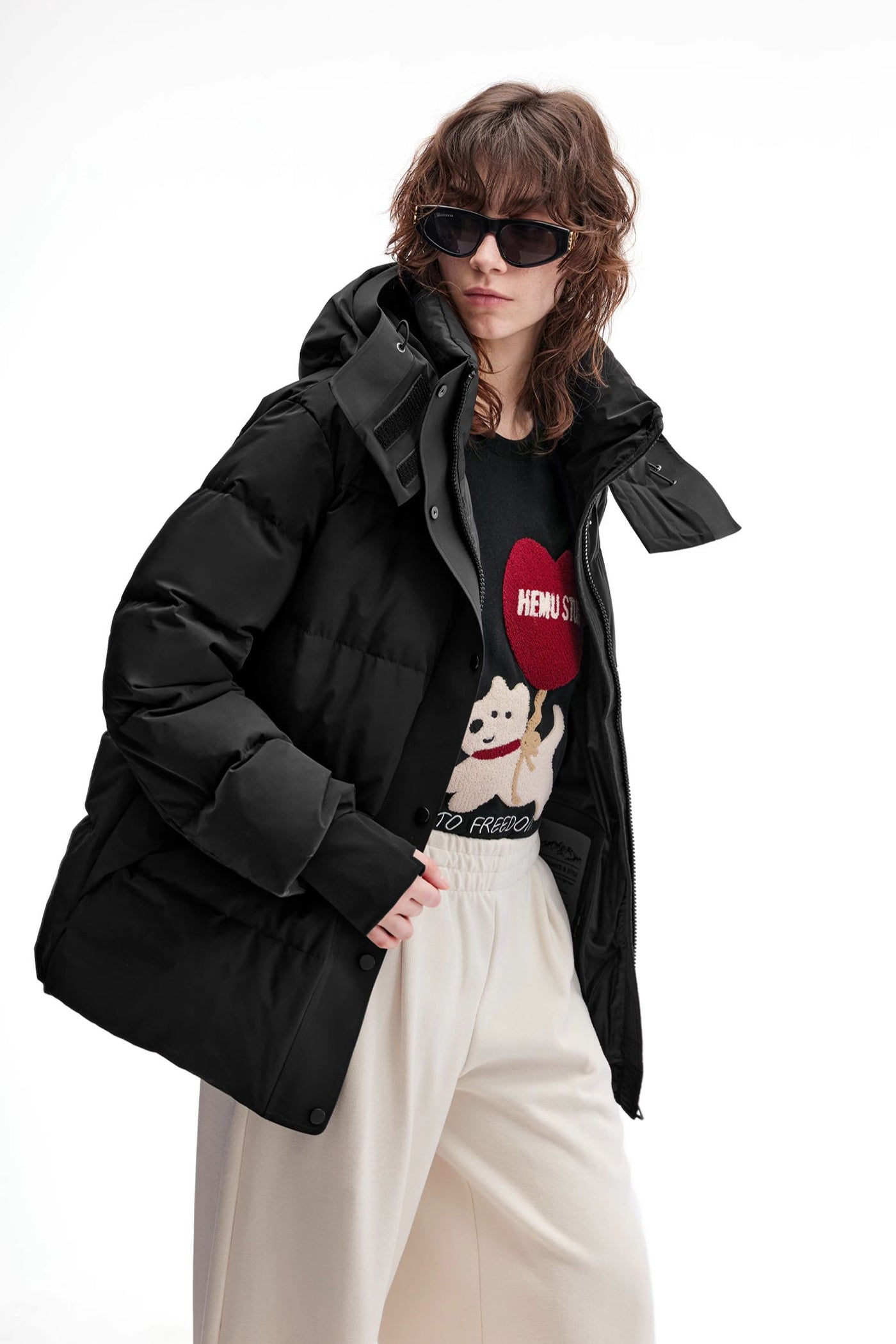 KAMILAN fashion hooded down jacket women's winter new warm white eiderdown down jacket