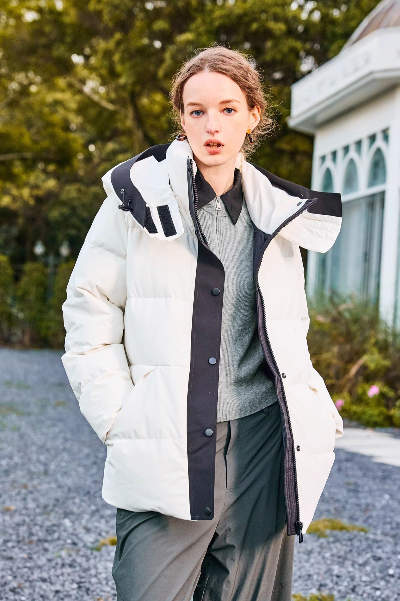 KAMILAN fashion hooded down jacket women's winter new warm white eiderdown down jacket