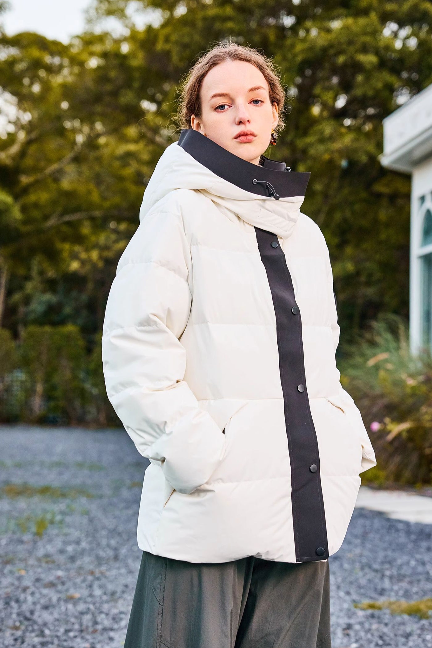 KAMILAN fashion hooded down jacket women's winter new warm white eiderdown down jacket