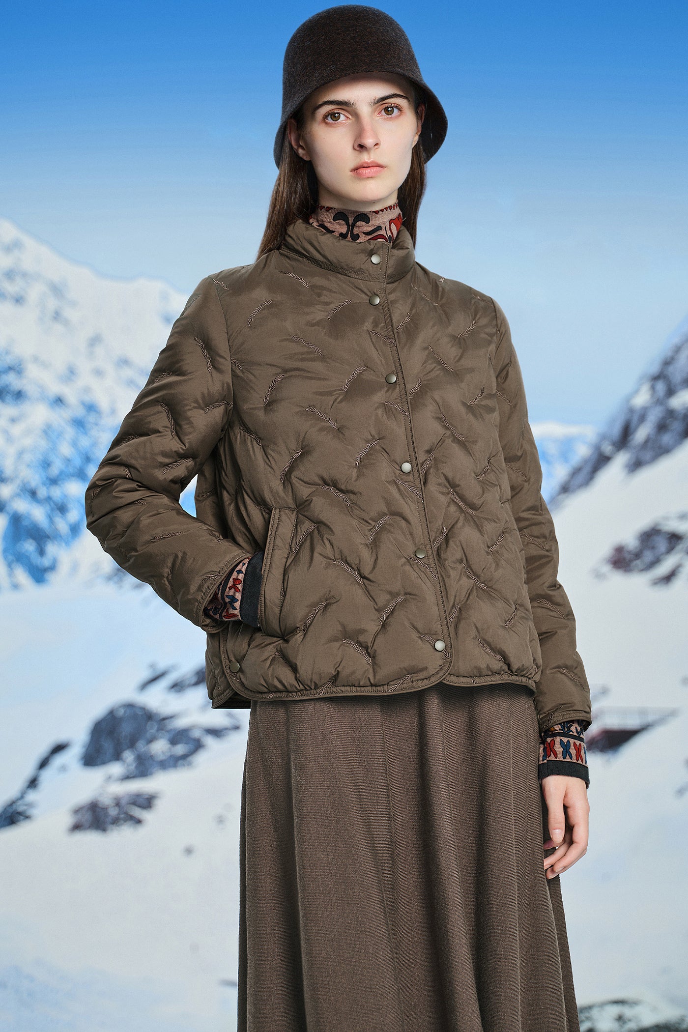 KAMILAN short embroidered down jacket female 2025 winter new warm white duck down jacket