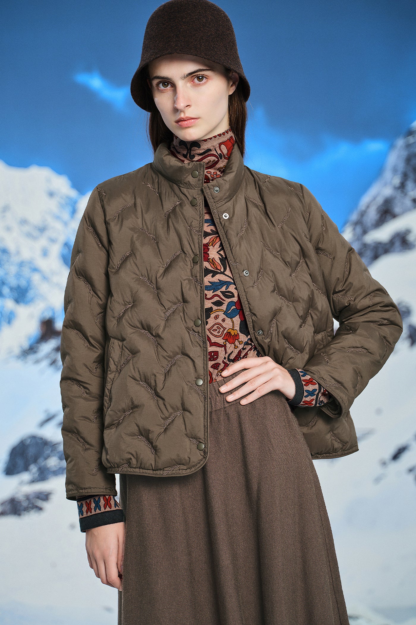 KAMILAN short embroidered down jacket female 2025 winter new warm white duck down jacket