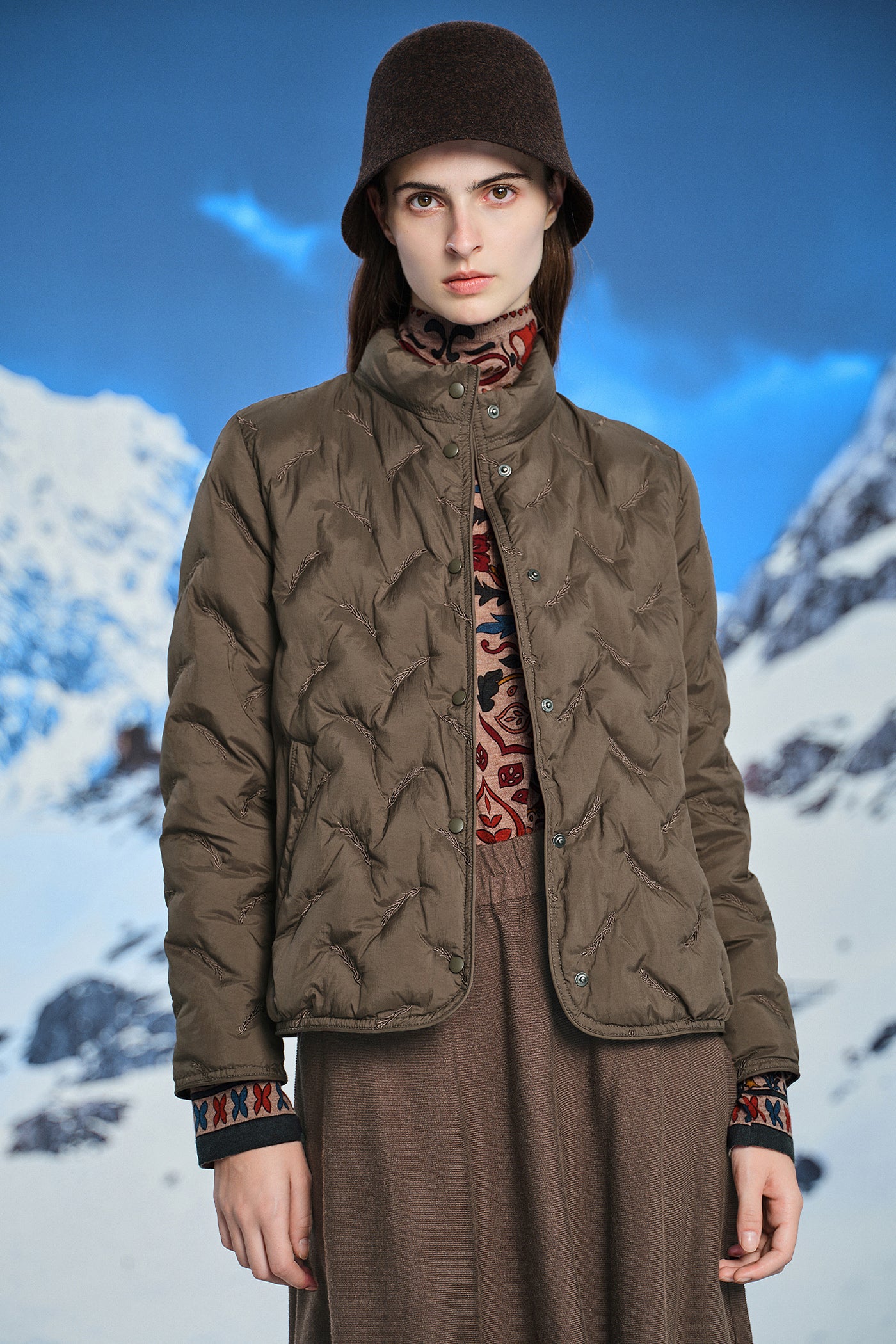 KAMILAN short embroidered down jacket female 2025 winter new warm white duck down jacket