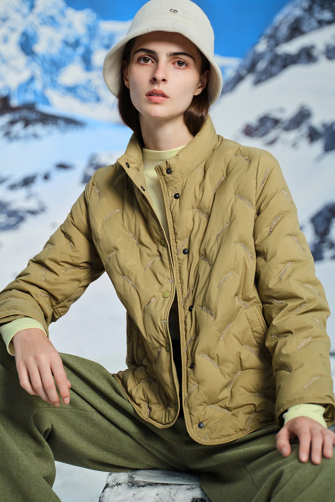 KAMILAN short embroidered down jacket female 2025 winter new warm white duck down jacket