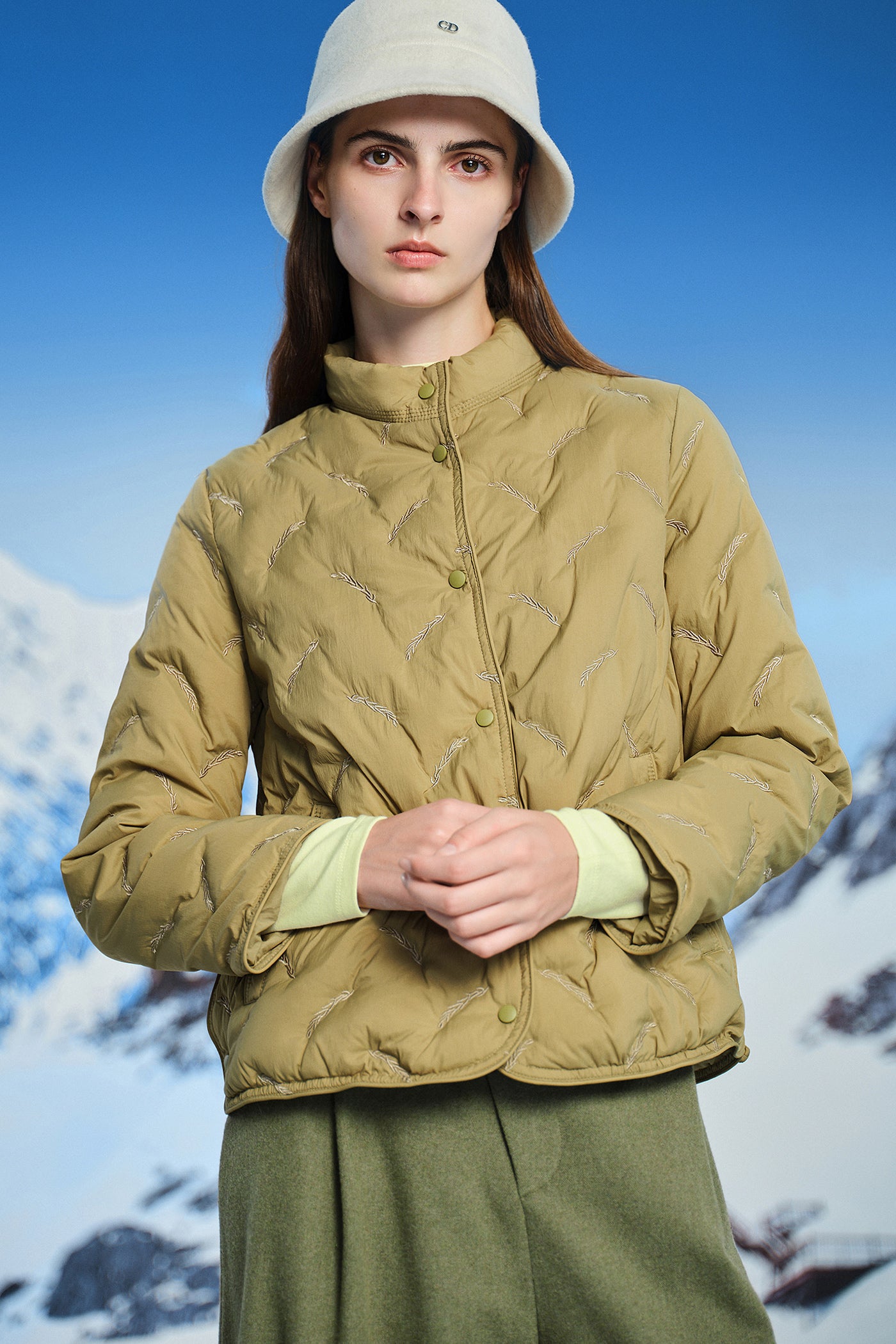 KAMILAN short embroidered down jacket female 2025 winter new warm white duck down jacket