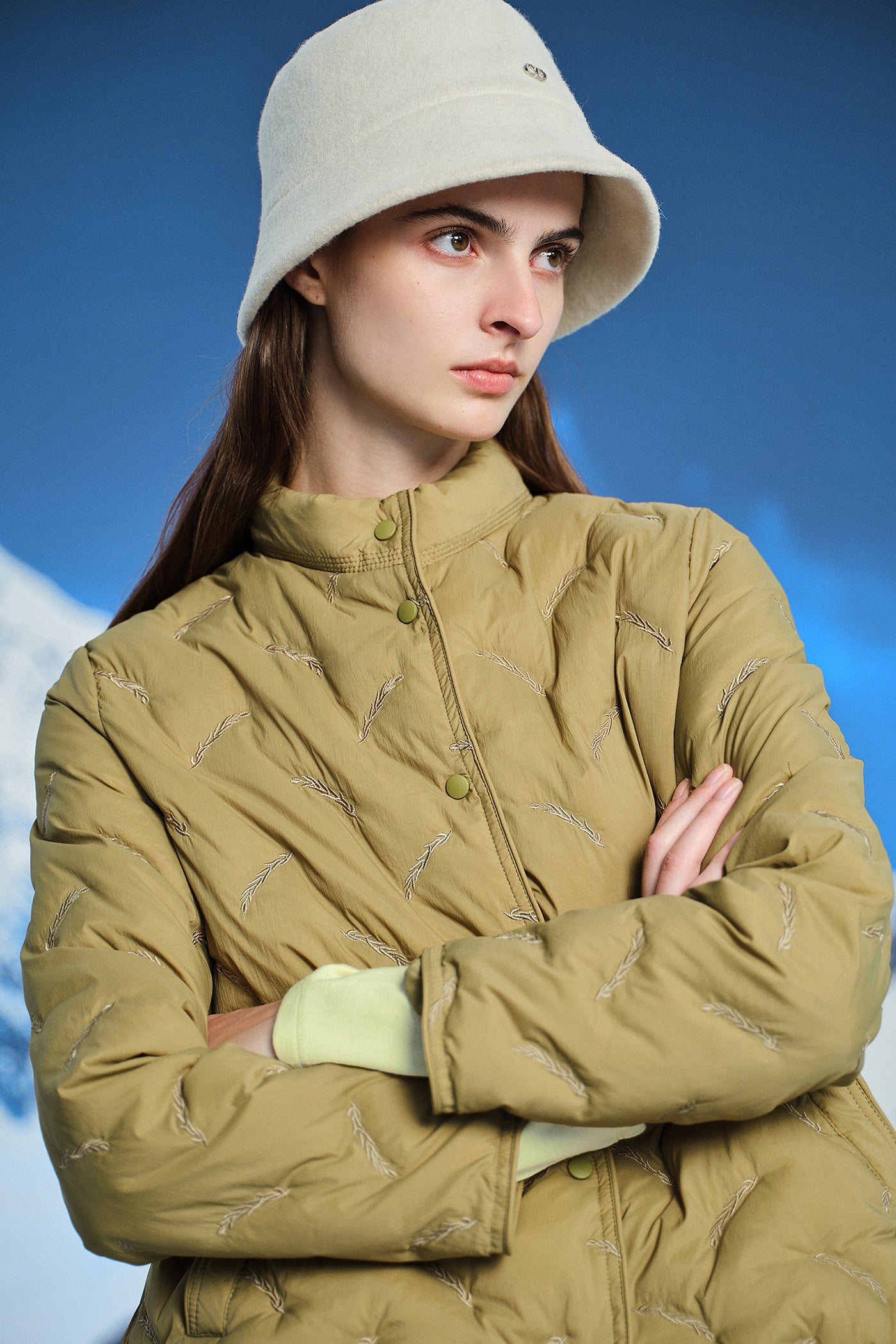 KAMILAN short embroidered down jacket female 2025 winter new warm white duck down jacket