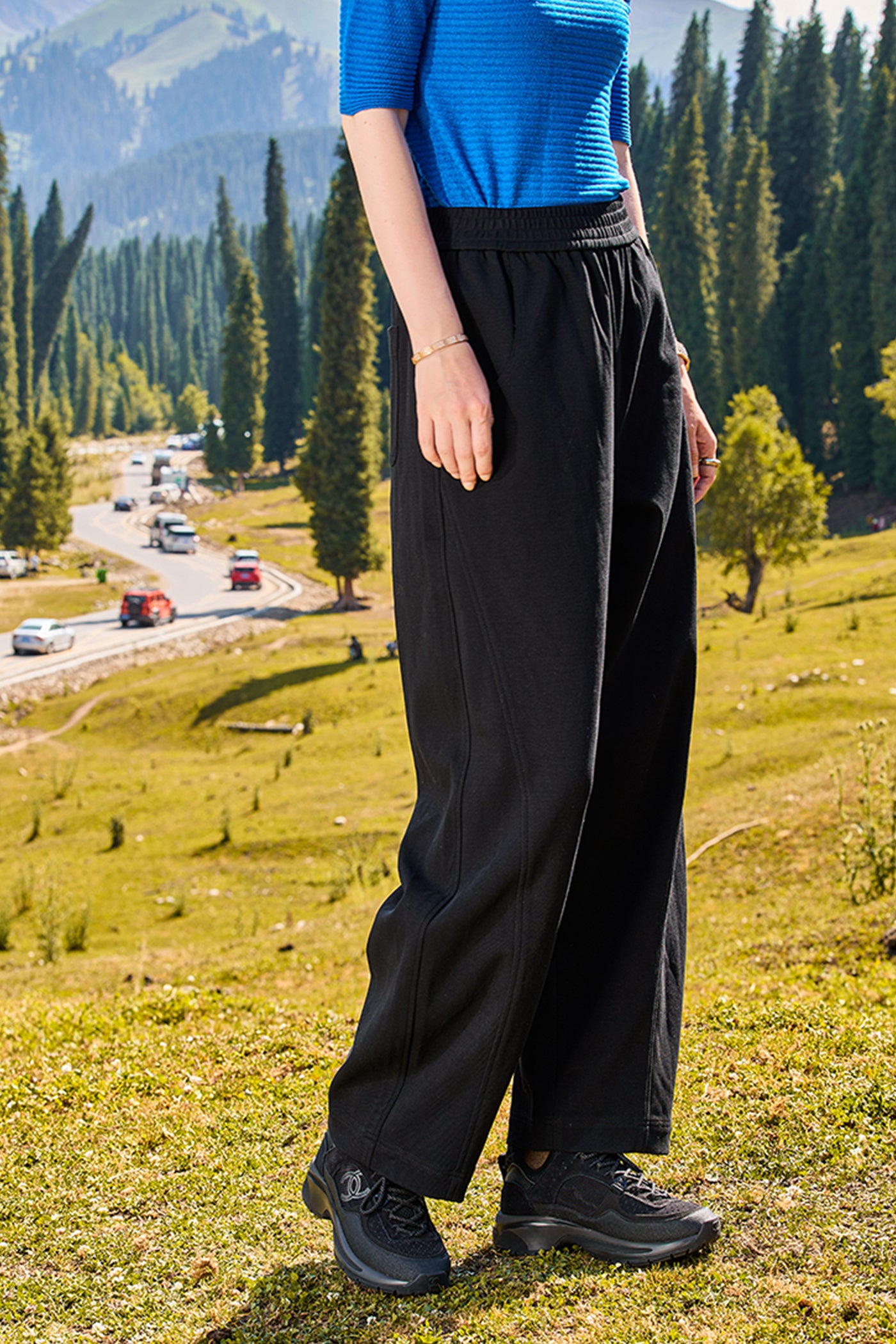 KAMILAN casual pants women's autumn new high waist straight wide-leg pants