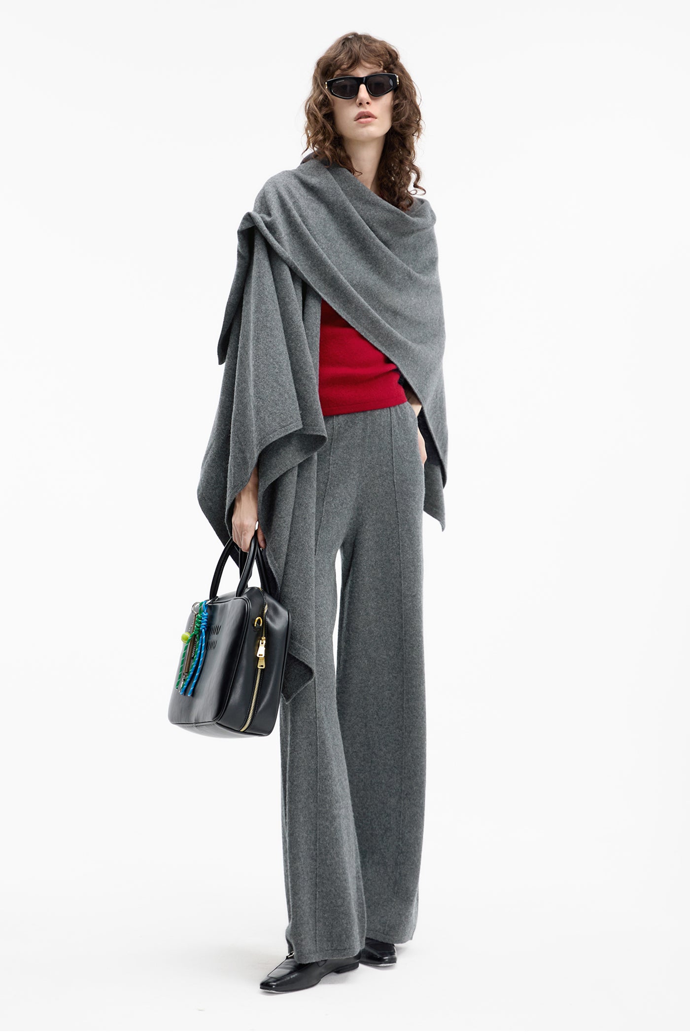 KAMILAN highwaisted waist straight leg pants women's autumn new casual wide-leg pants.