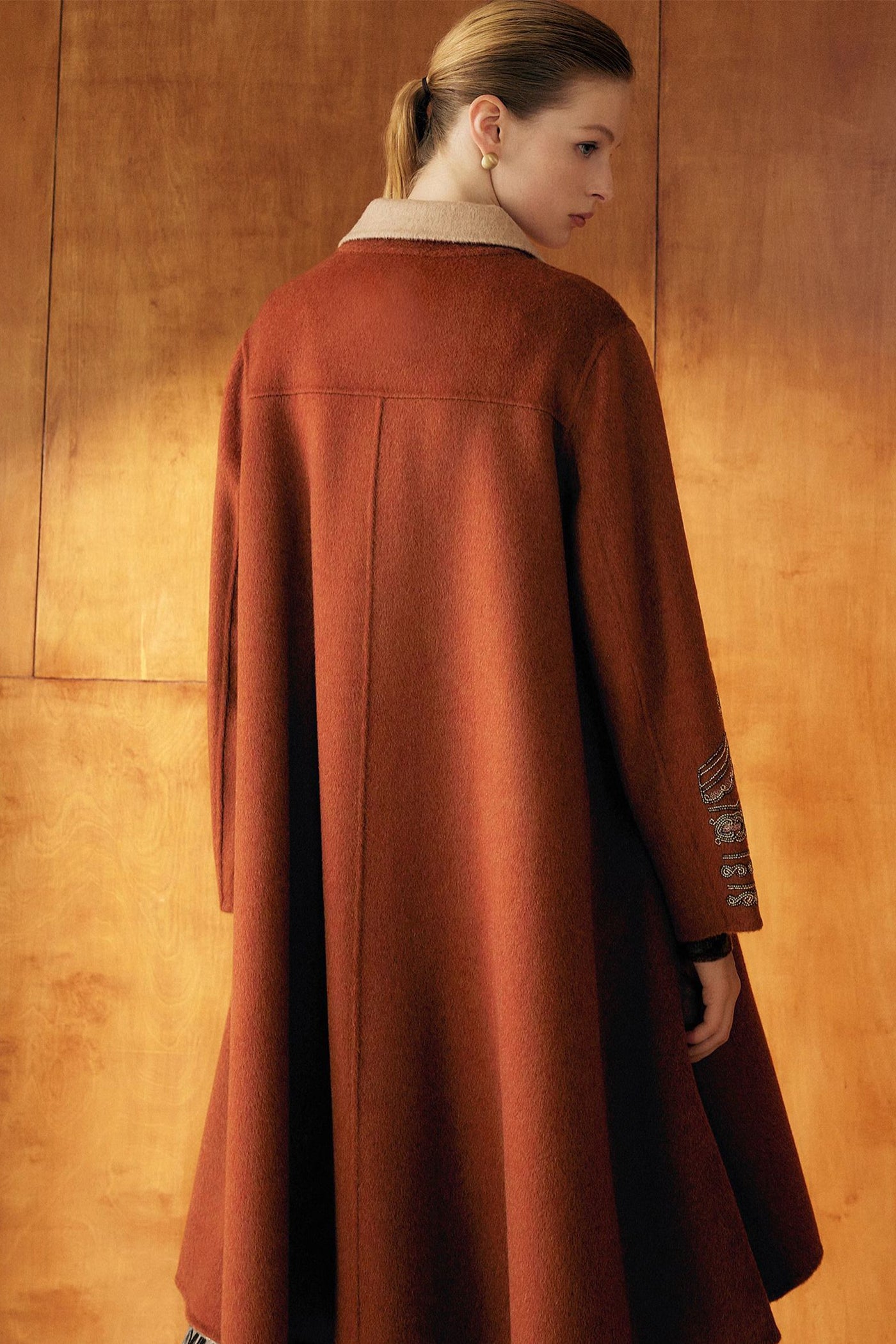 KAMILAN double-sided wool coat women's 2025 autumn and winter new woolen coat temperament long woolen coat