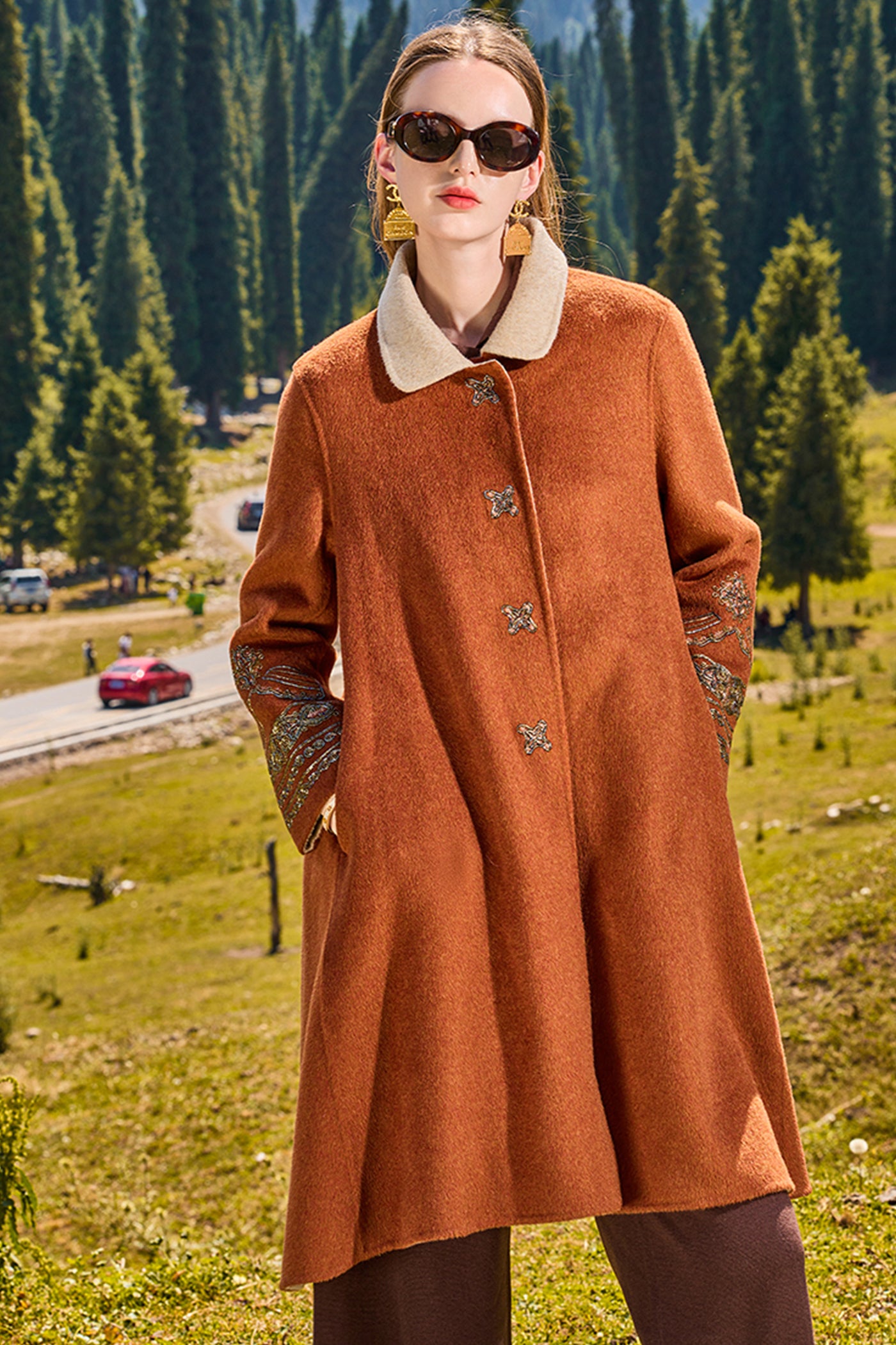 KAMILAN double-sided wool coat women's 2025 autumn and winter new woolen coat temperament long woolen coat