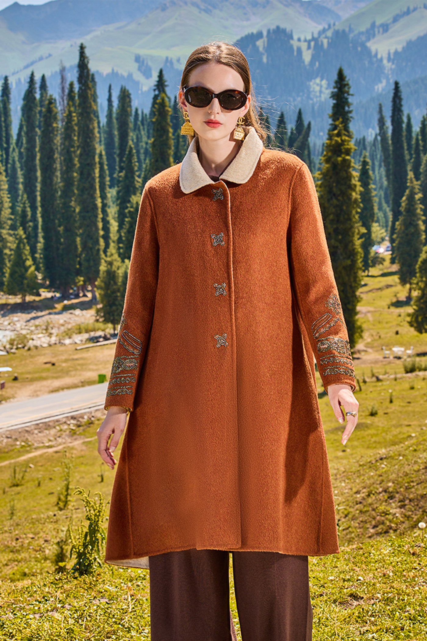 KAMILAN double-sided wool coat women's 2025 autumn and winter new woolen coat temperament long woolen coat