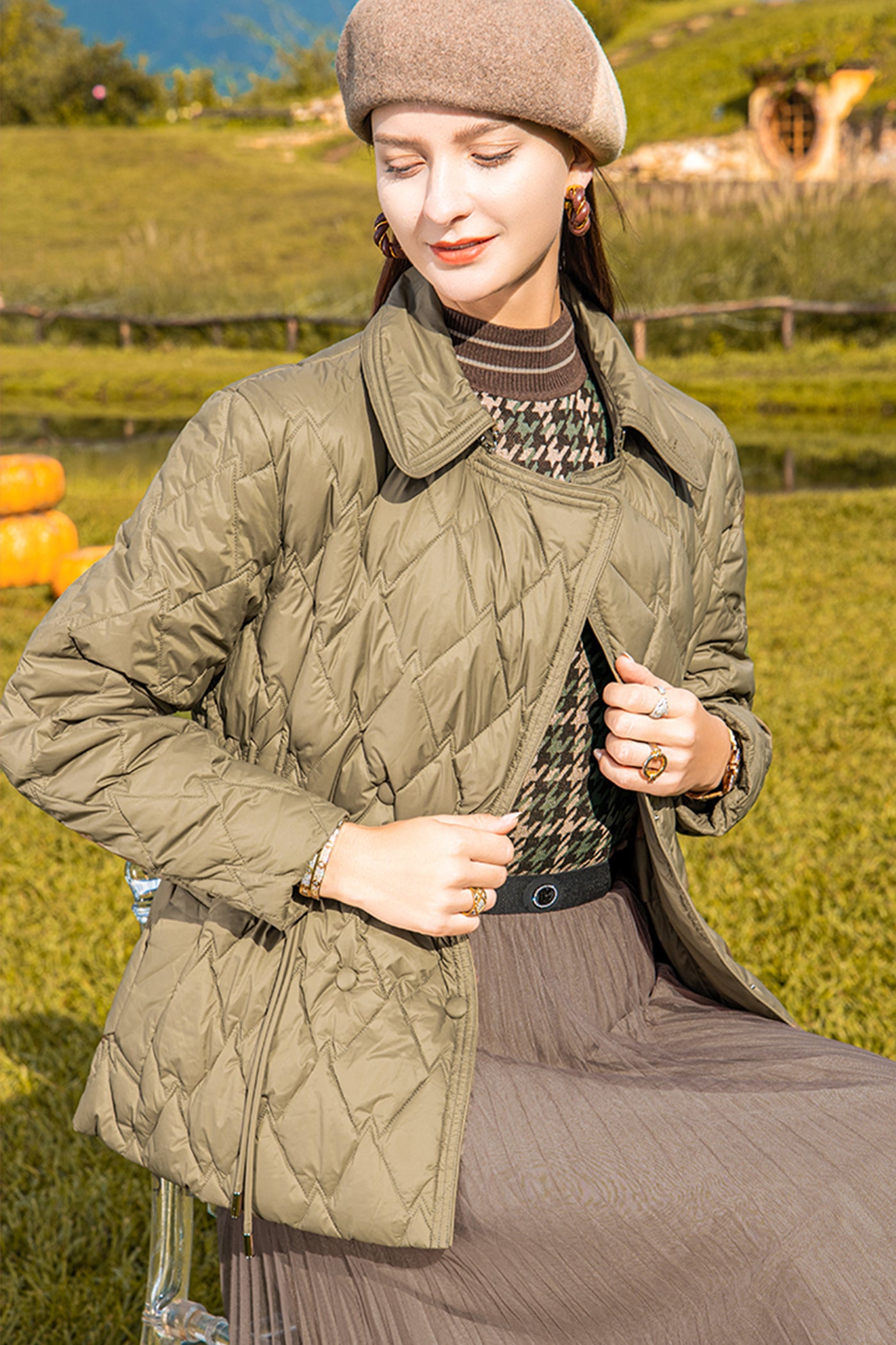 KAMILAN White Goose Down Jacket Women's Winter 2025 New Short Lapel Warm Goose Down Jacket