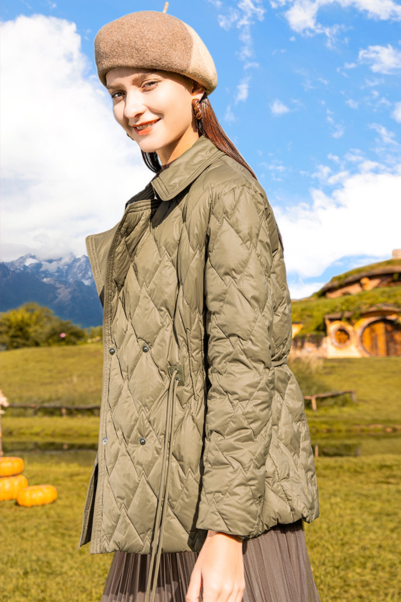KAMILAN White Goose Down Jacket Women's Winter 2025 New Short Lapel Warm Goose Down Jacket
