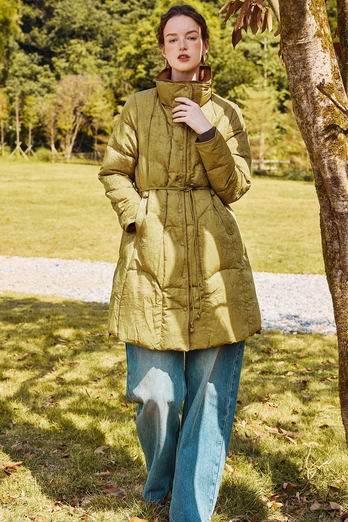 KAMILAN Jacquard White Goose Down Jacket Women's 2025 Winter New Long Down Jacket